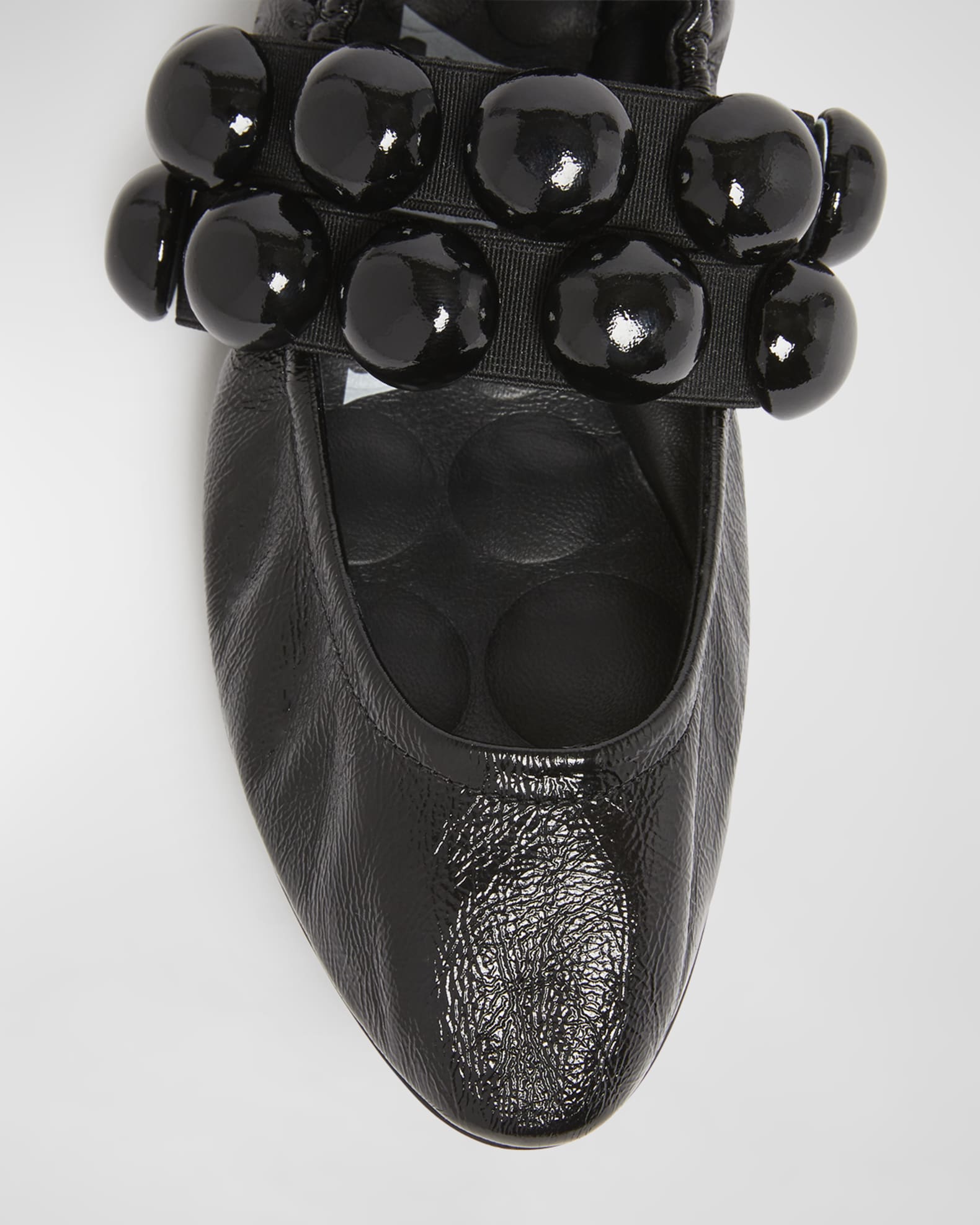Bubble Strap Leather Ballerina Flats