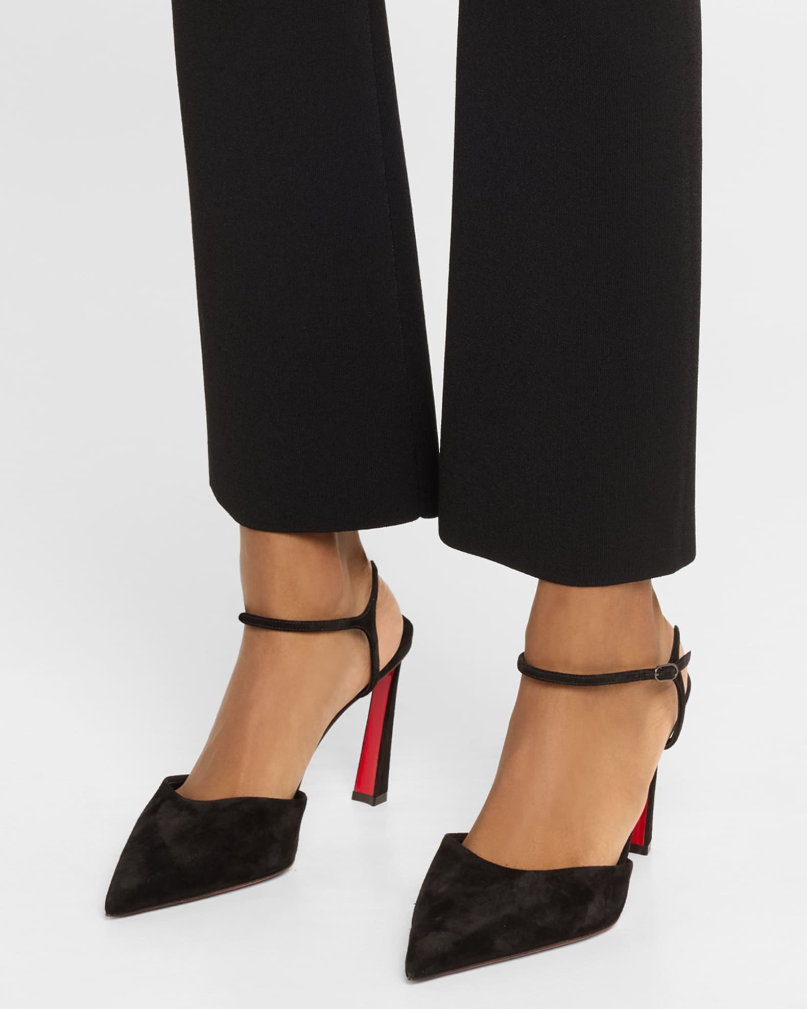 Condora Suede Ankle-Strap Red Sole Pumps 1