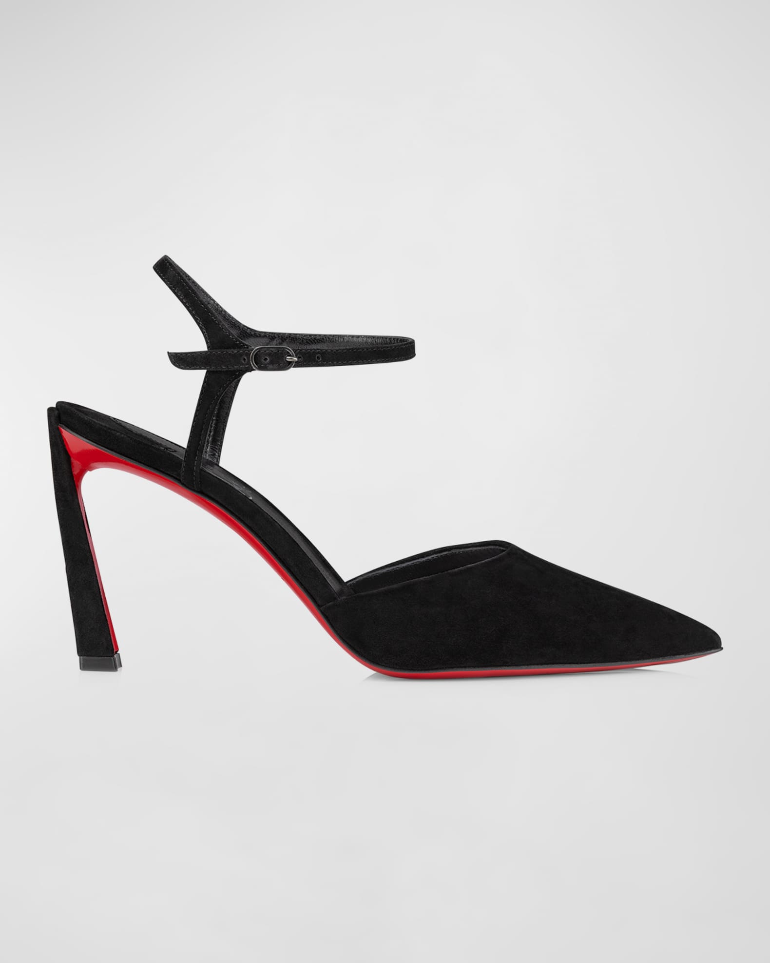 Condora Suede Ankle-Strap Red Sole Pumps 0