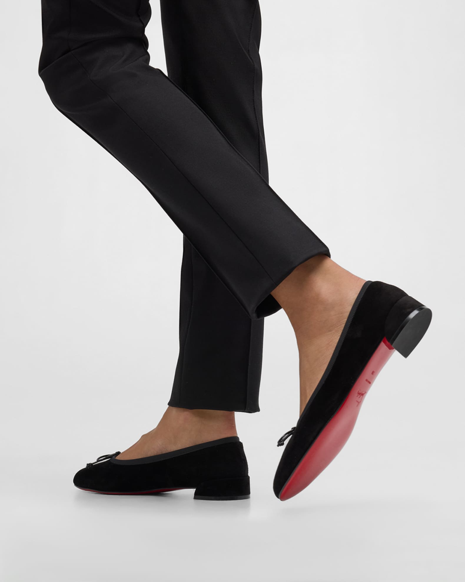Sweetie Suede Bow Red Sole Ballerina Flats 1