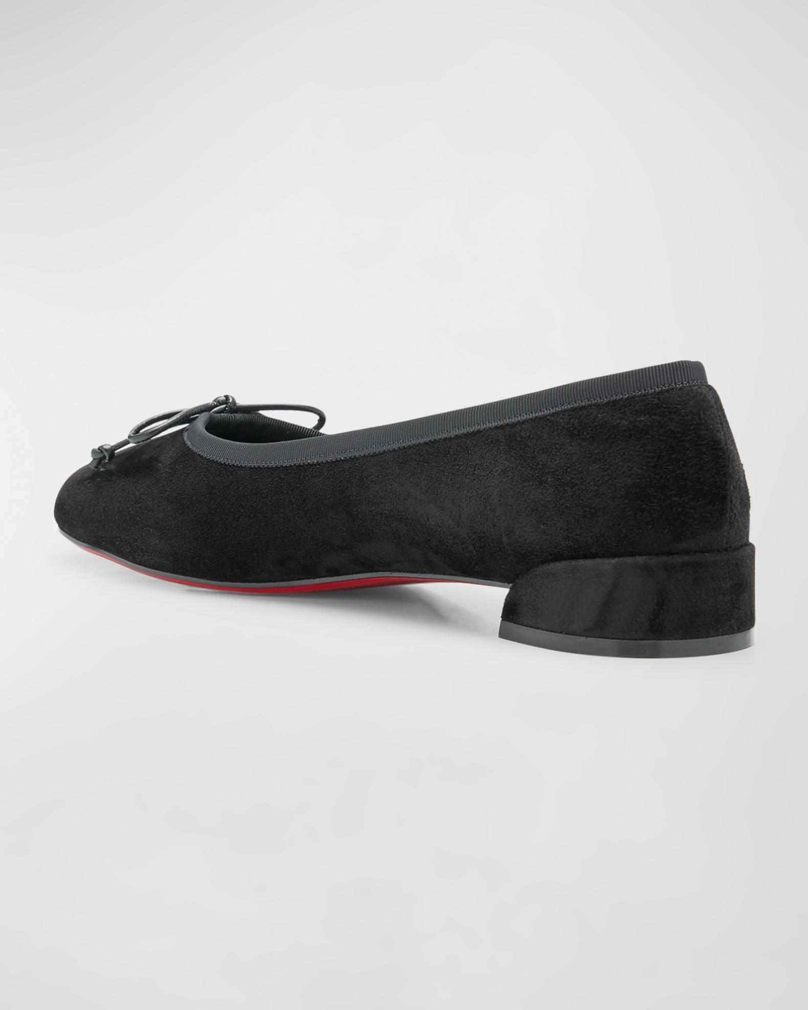 Christian Louboutin Black Suede Whipstitch Flats Size 39 Designer Luxury Christian Louboutin Lady Daf Booty Size 39.5 Louboutin Black  main image 3