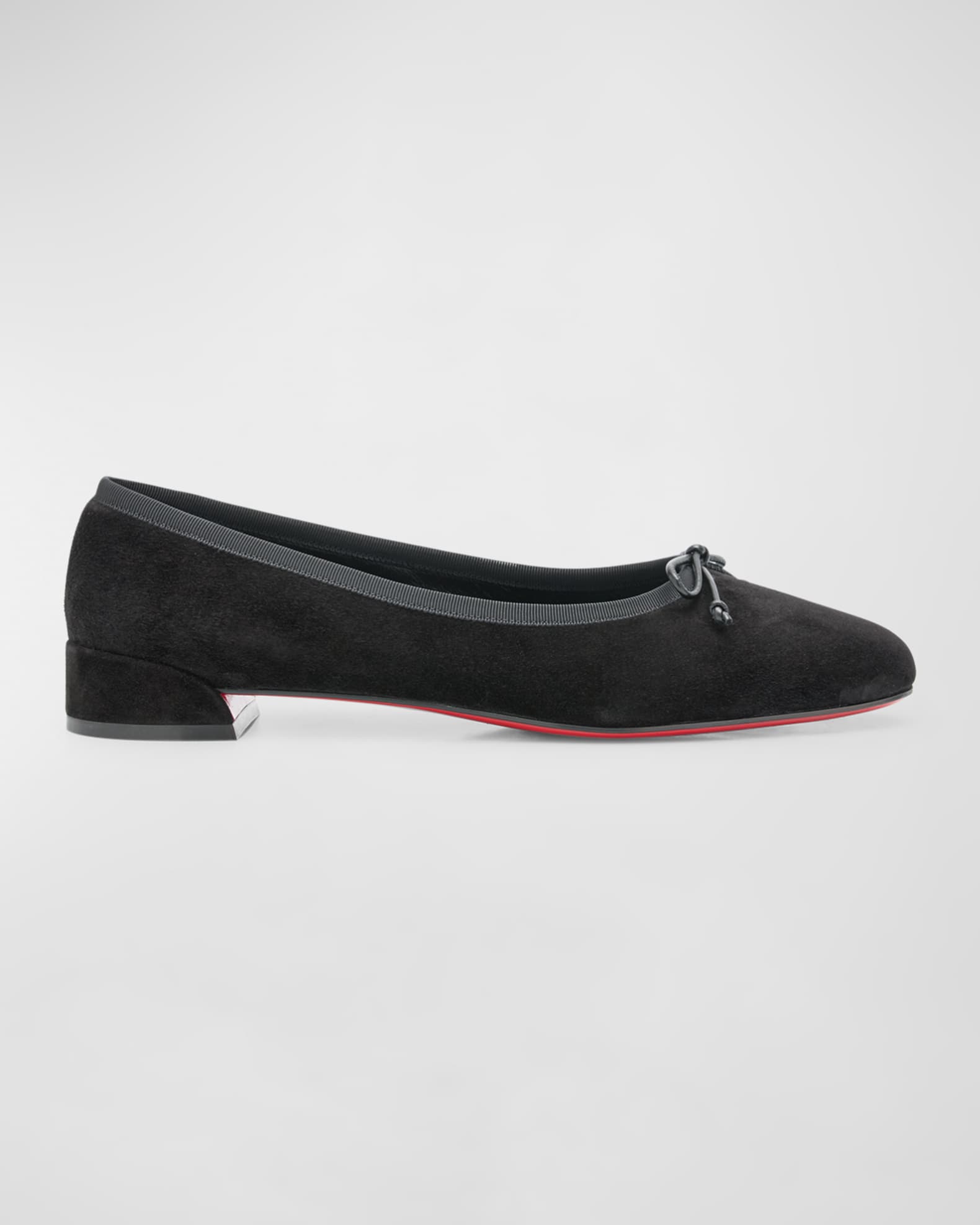 Sweetie Suede Bow Red Sole Ballerina Flats 0