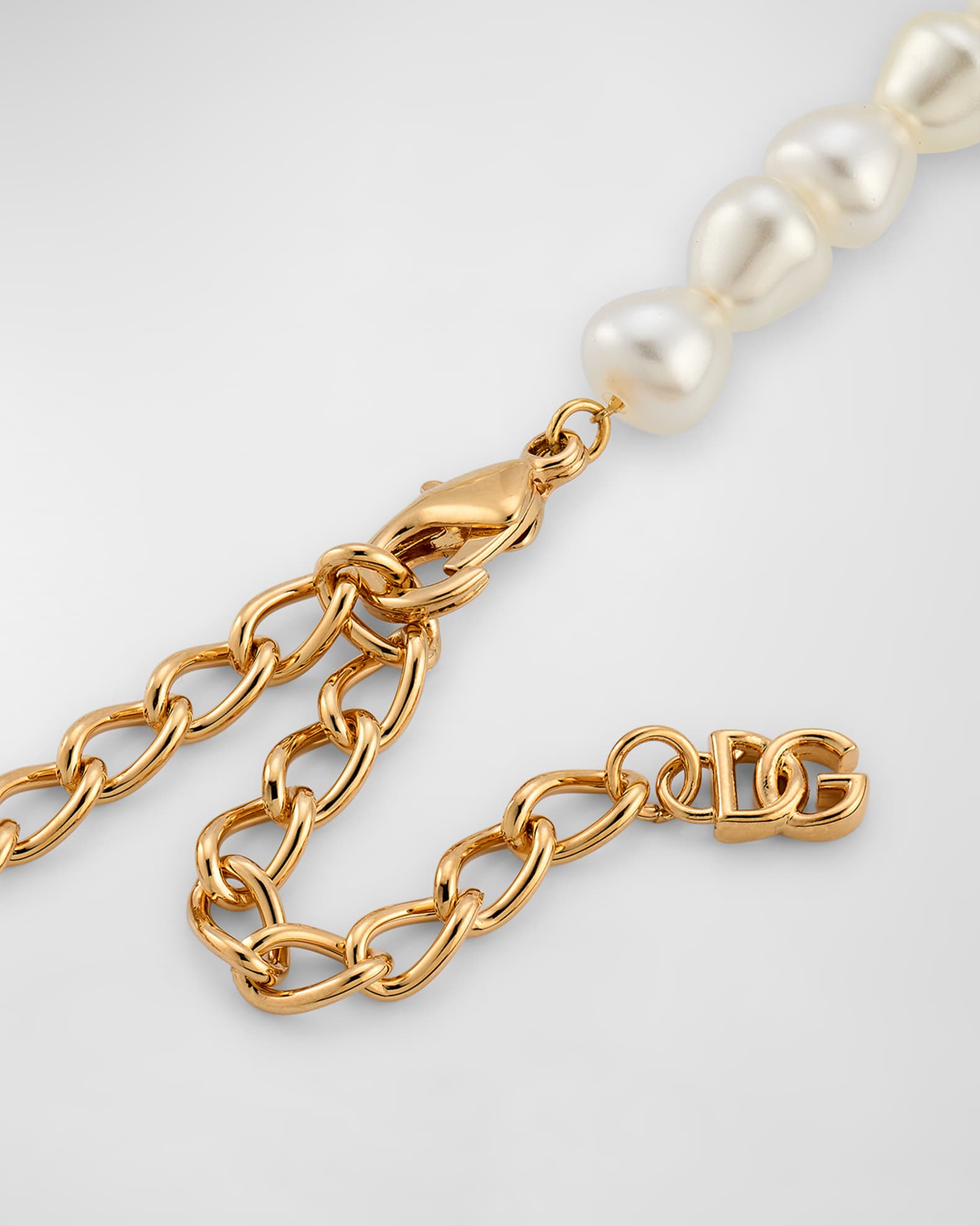 Dolce Gabbana Gold Plated DG Logo Choker with Pearls Neiman Marcus