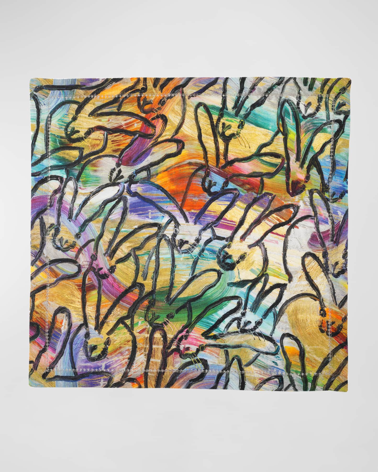 Hunt Slonem Wonderland Printed Linen Dinner Napkin, 20" Square
