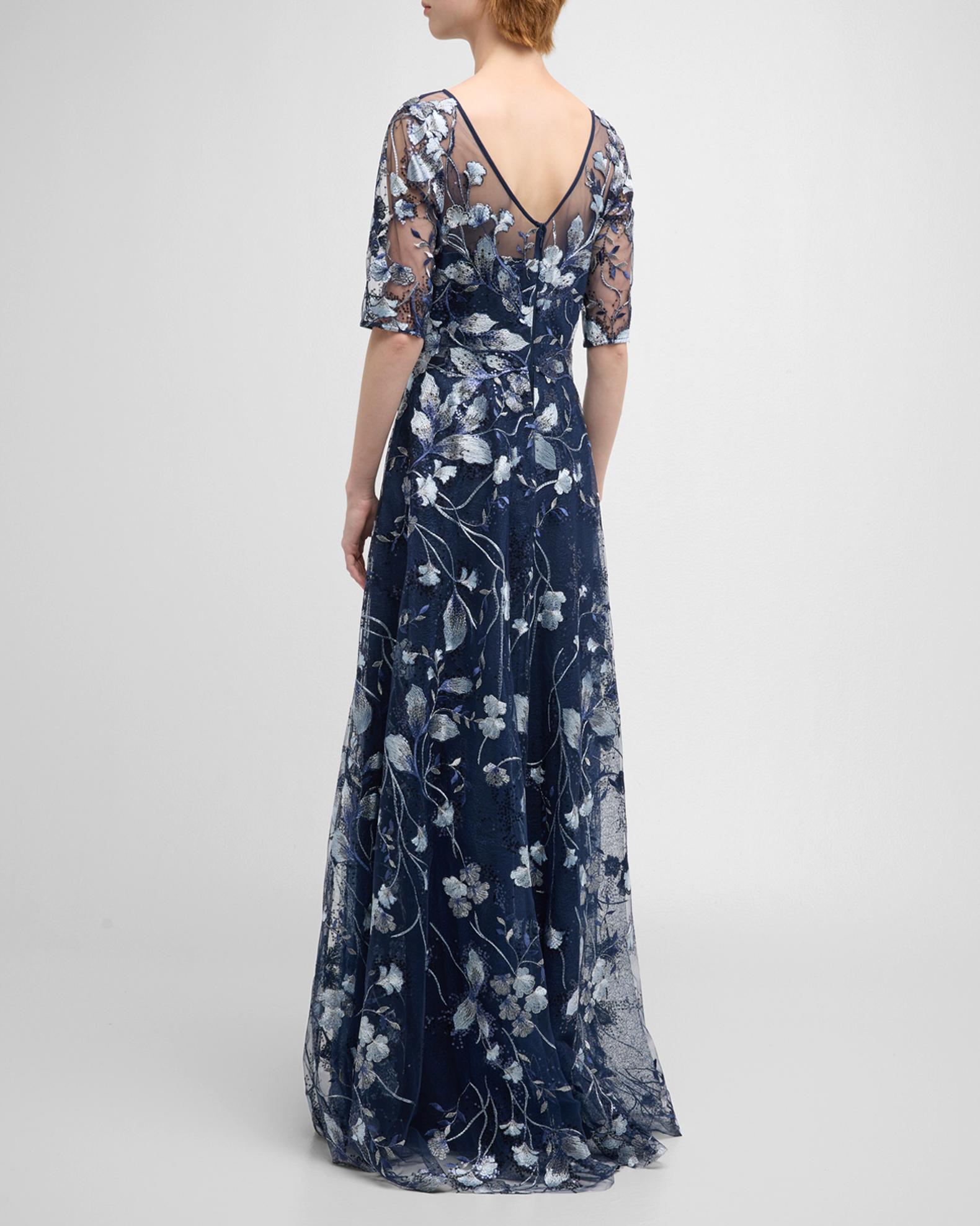 teri jon by rickie freeman crepe off-the-shoulder embroidered tulle dress Teri Jon by Rickie Freeman Crepe Off-the-Shoulder Embroidered Tulle Dress