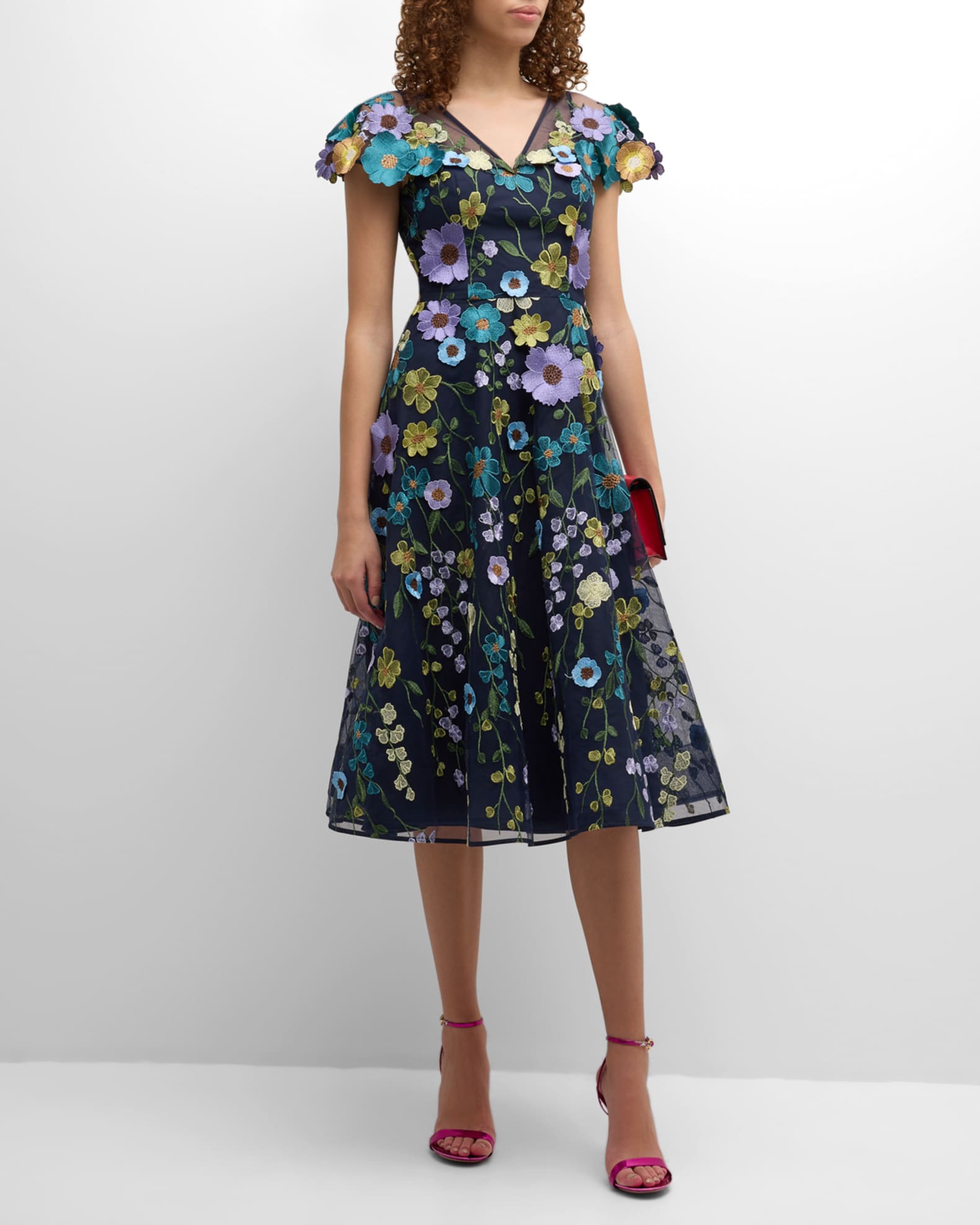 Teri jon tulle midi dress hotsell