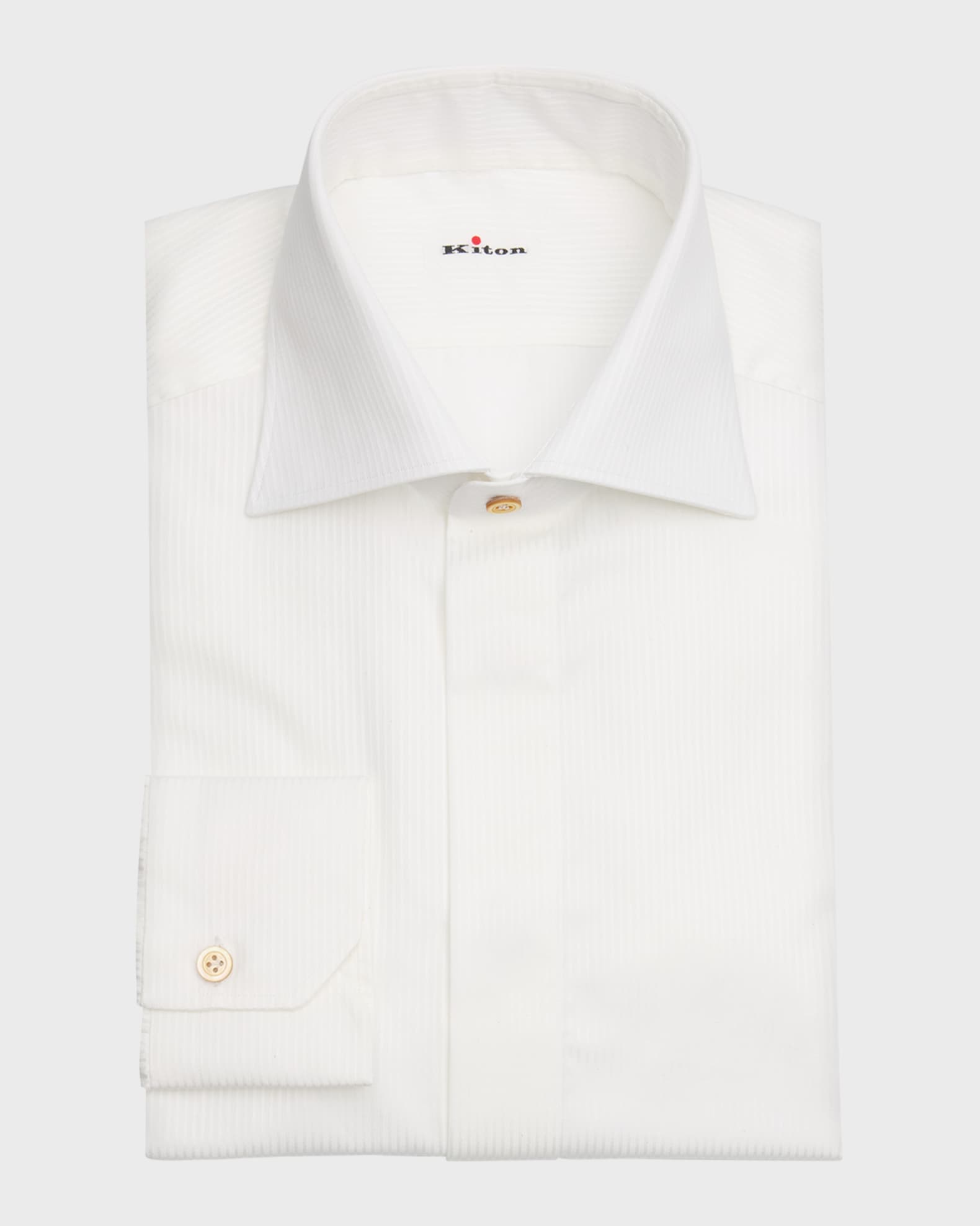 Men's Tonal Stripe Covered-Placket Dress Shirt 0
