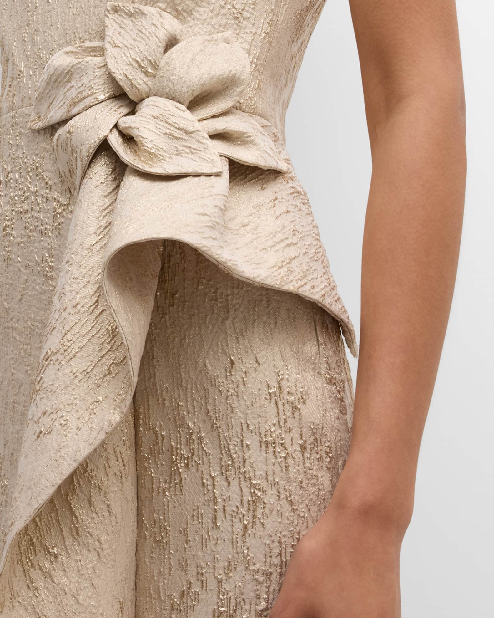 商品画像：Jacquard One Shoulder Side Ruffle Gown 2