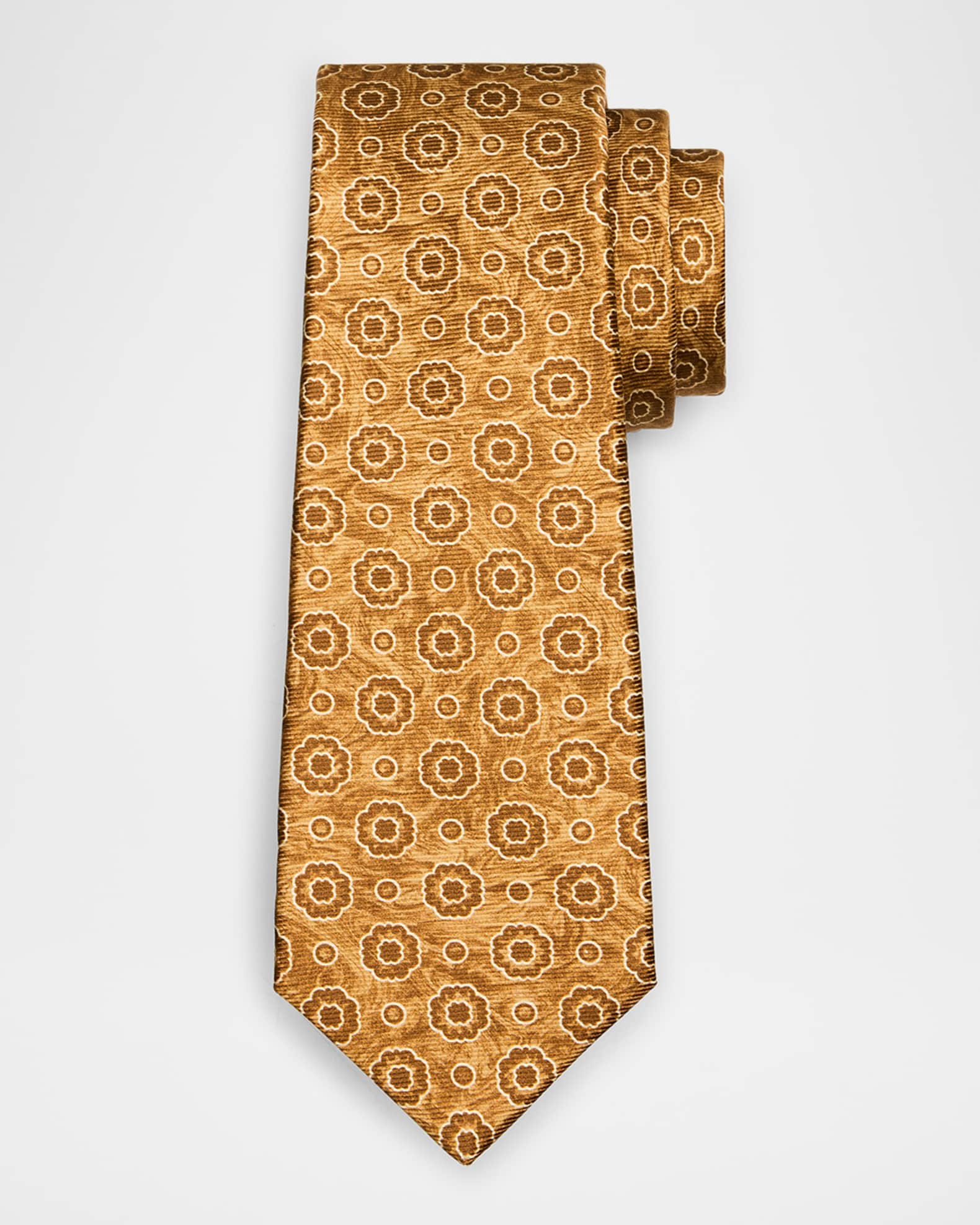 Men's Medallion Seven-Fold Silk Tie 0