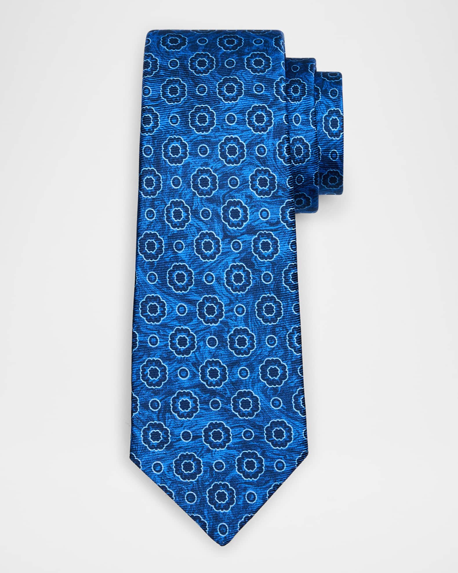Men's Medallion Seven-Fold Silk Tie 0