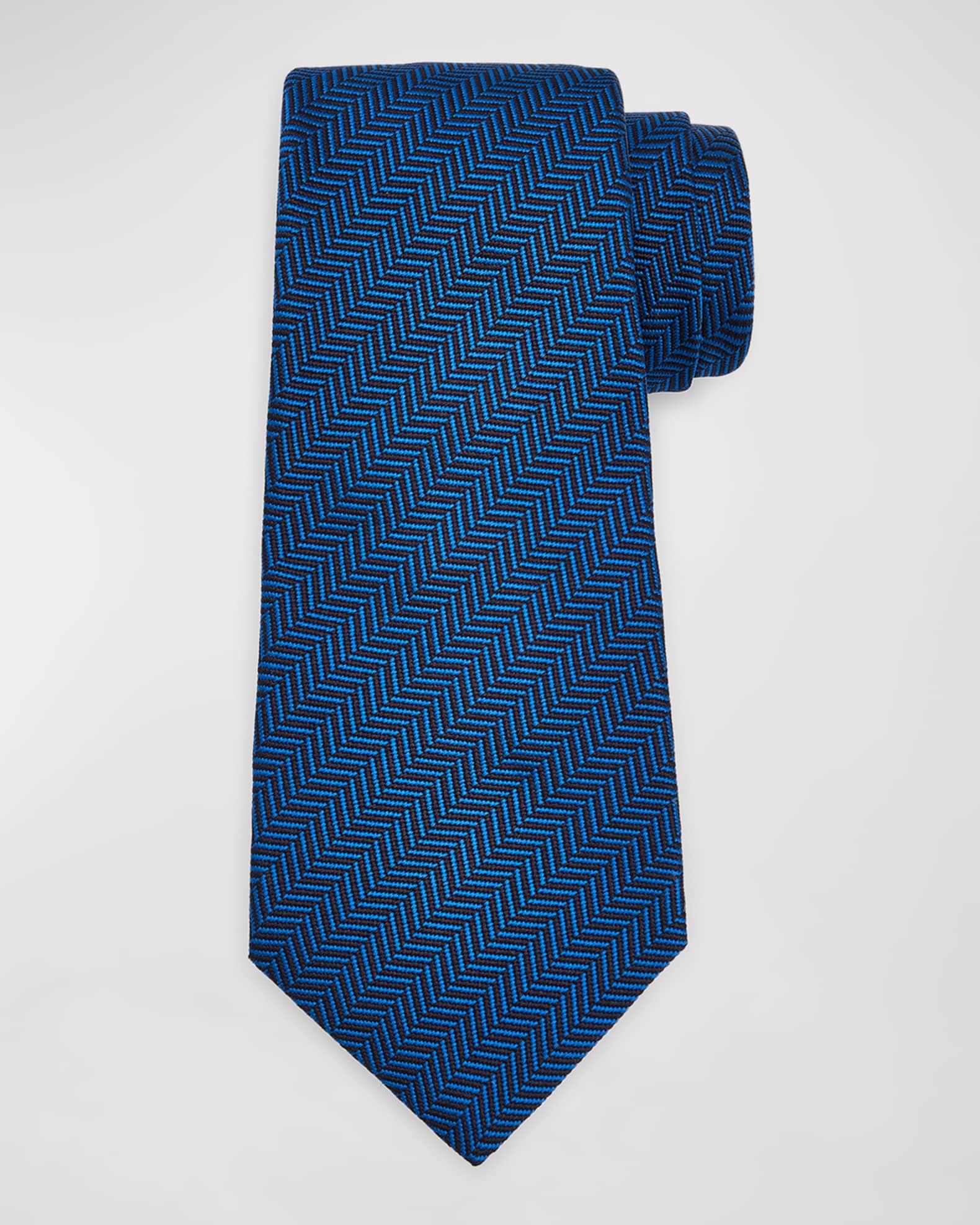 Men's Herringbone Tie, Navy 0