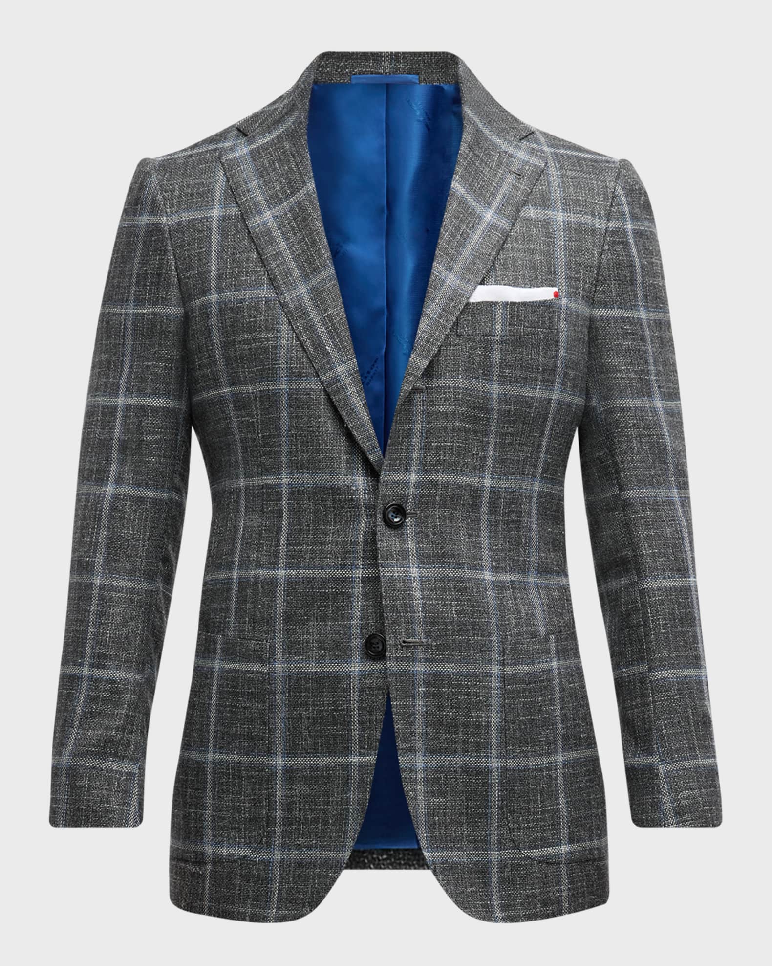 Kiton Men's Windowpane Cashmere-Wool Sport Coat | Neiman Marcus