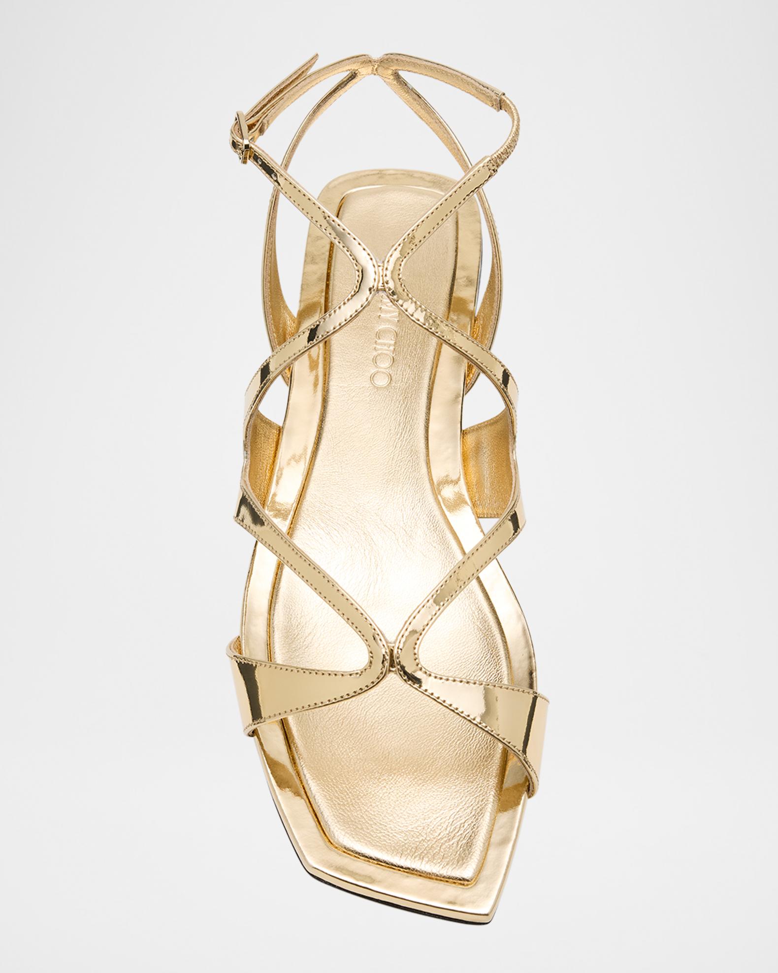 Jimmy Choo Ayla Metallic Leather Ankle-Strap Sandals | Neiman Marcus