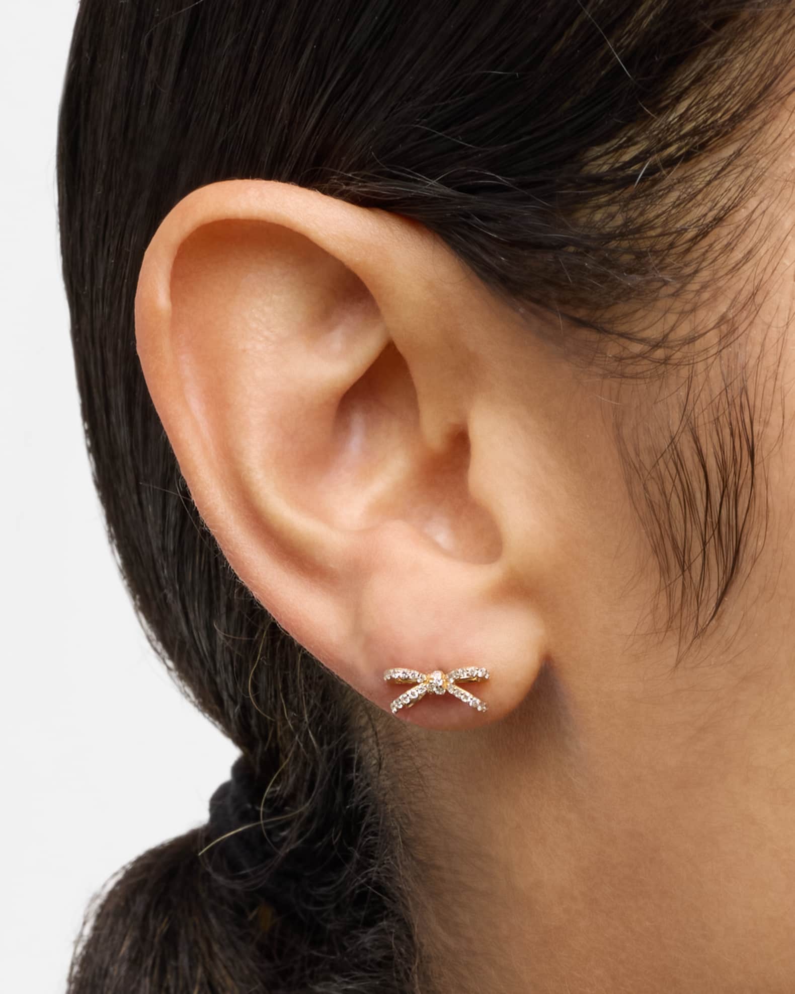 Small Pavé Double Bow Stud Earrings 1