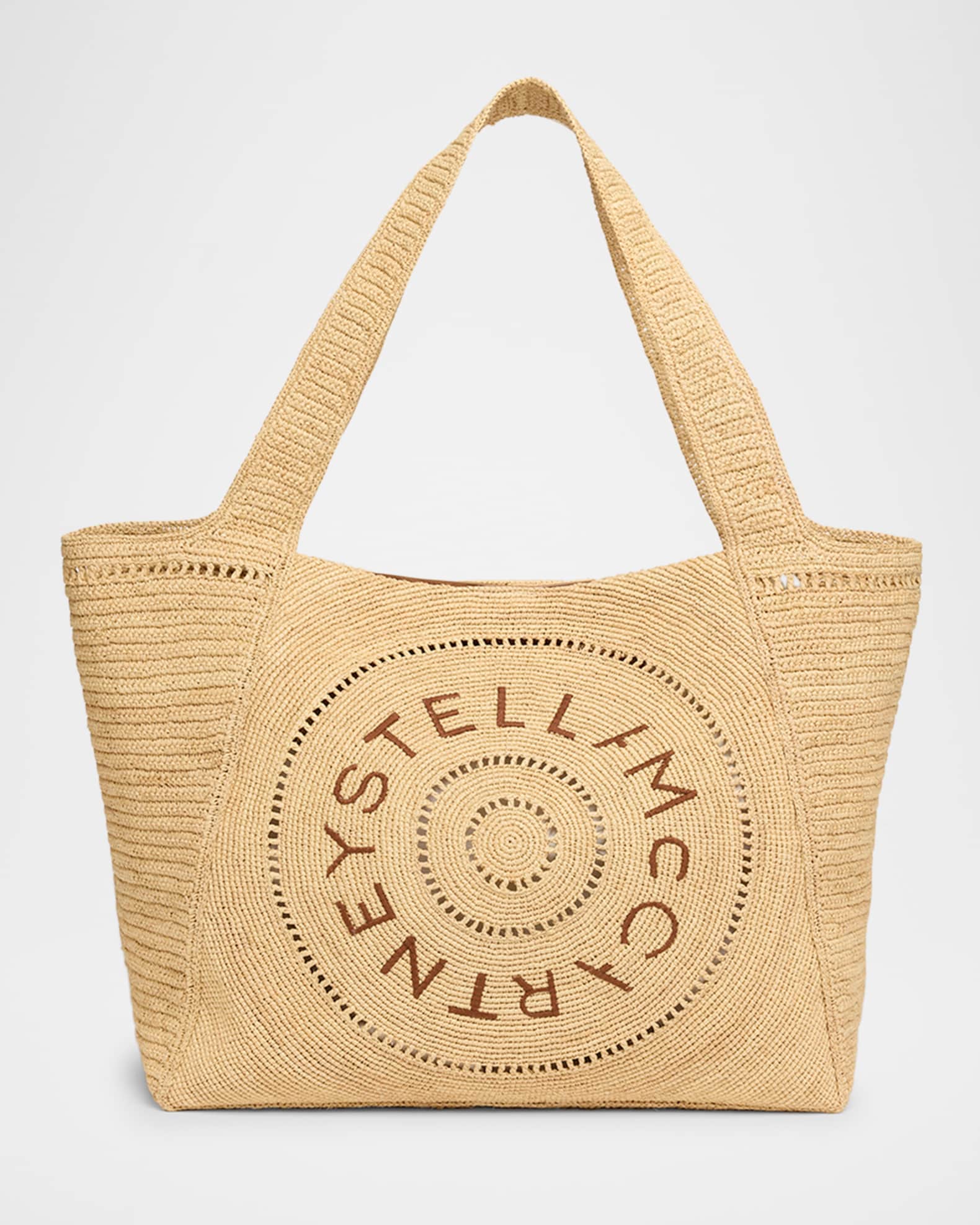 Logo Crochet Raffia Tote Bag 0