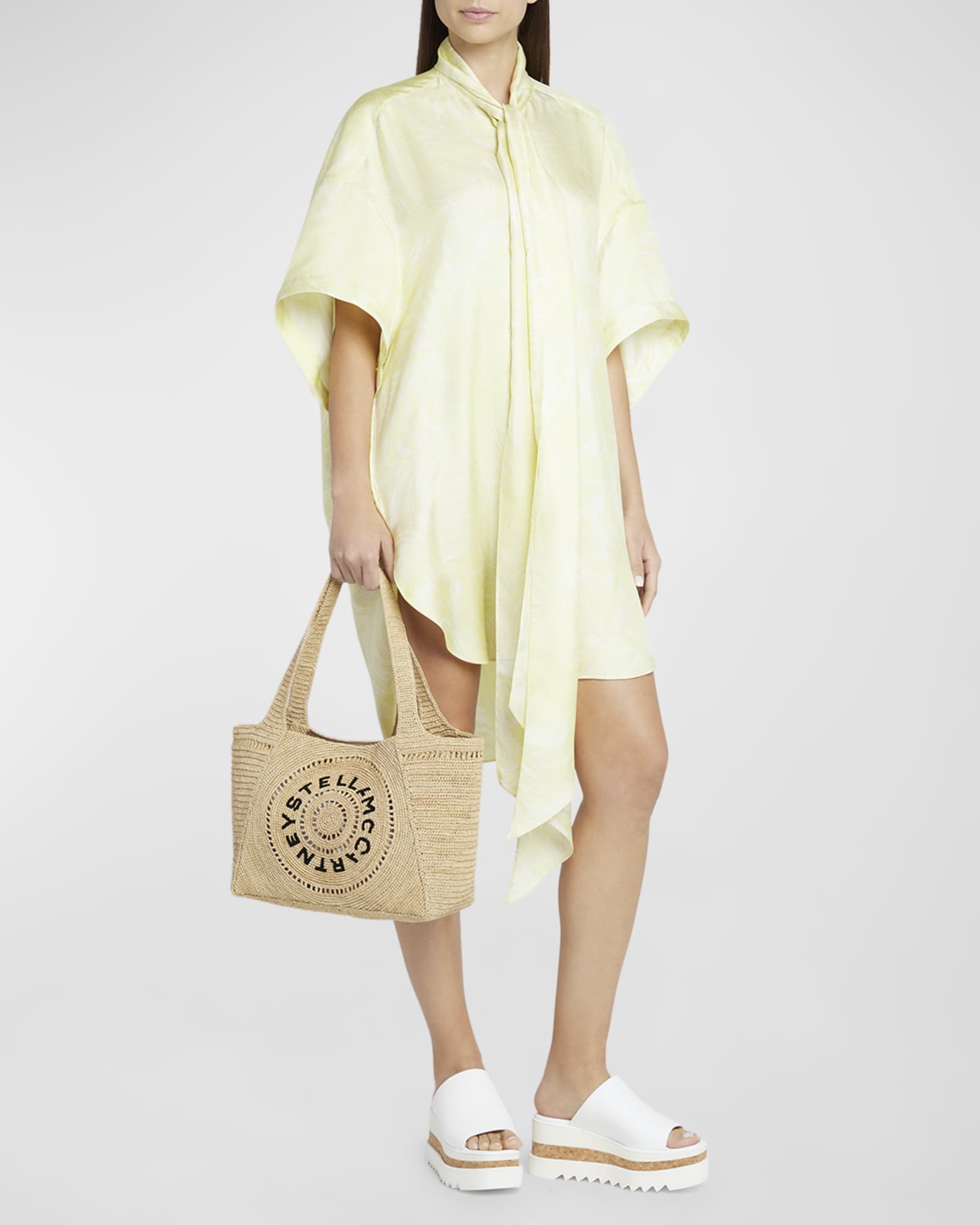 Stella McCartney Mini Logo Eco Crochet Raffia Tote Bag Neiman Marcus