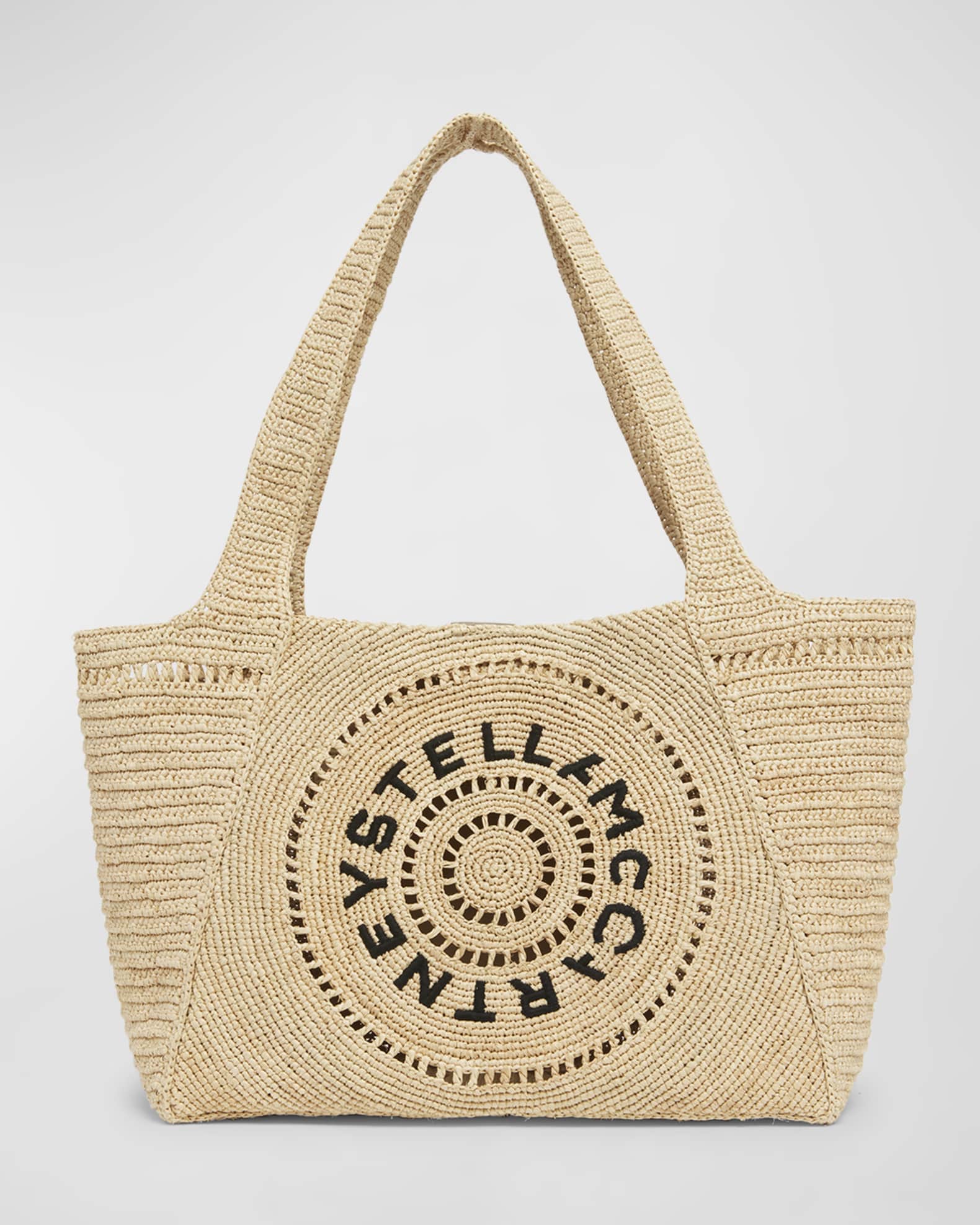 Stella McCartney Mini Logo Eco Crochet Raffia Tote Bag