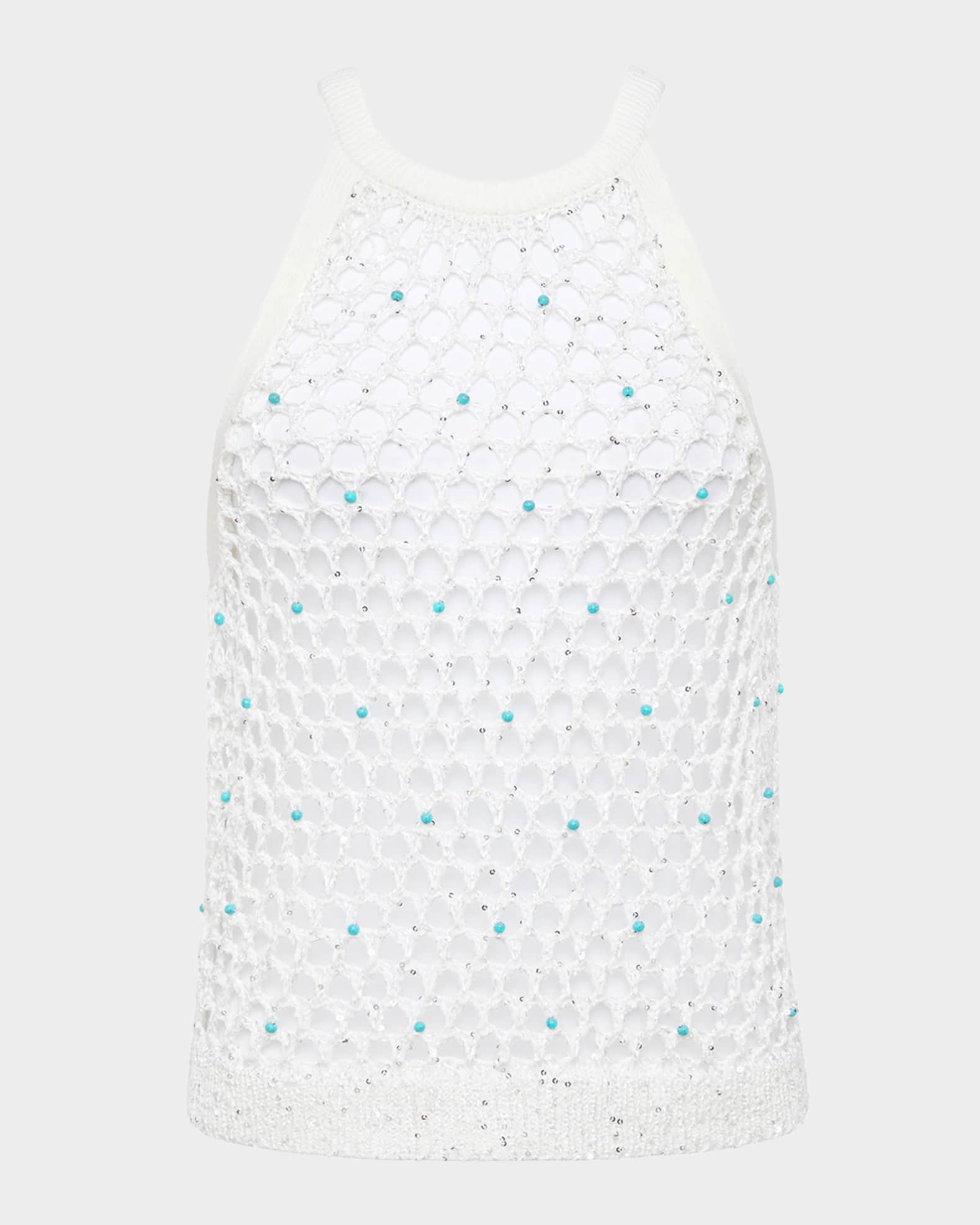 L'Agence Parmida Embellished Openwork Knit Tank Top | Neiman