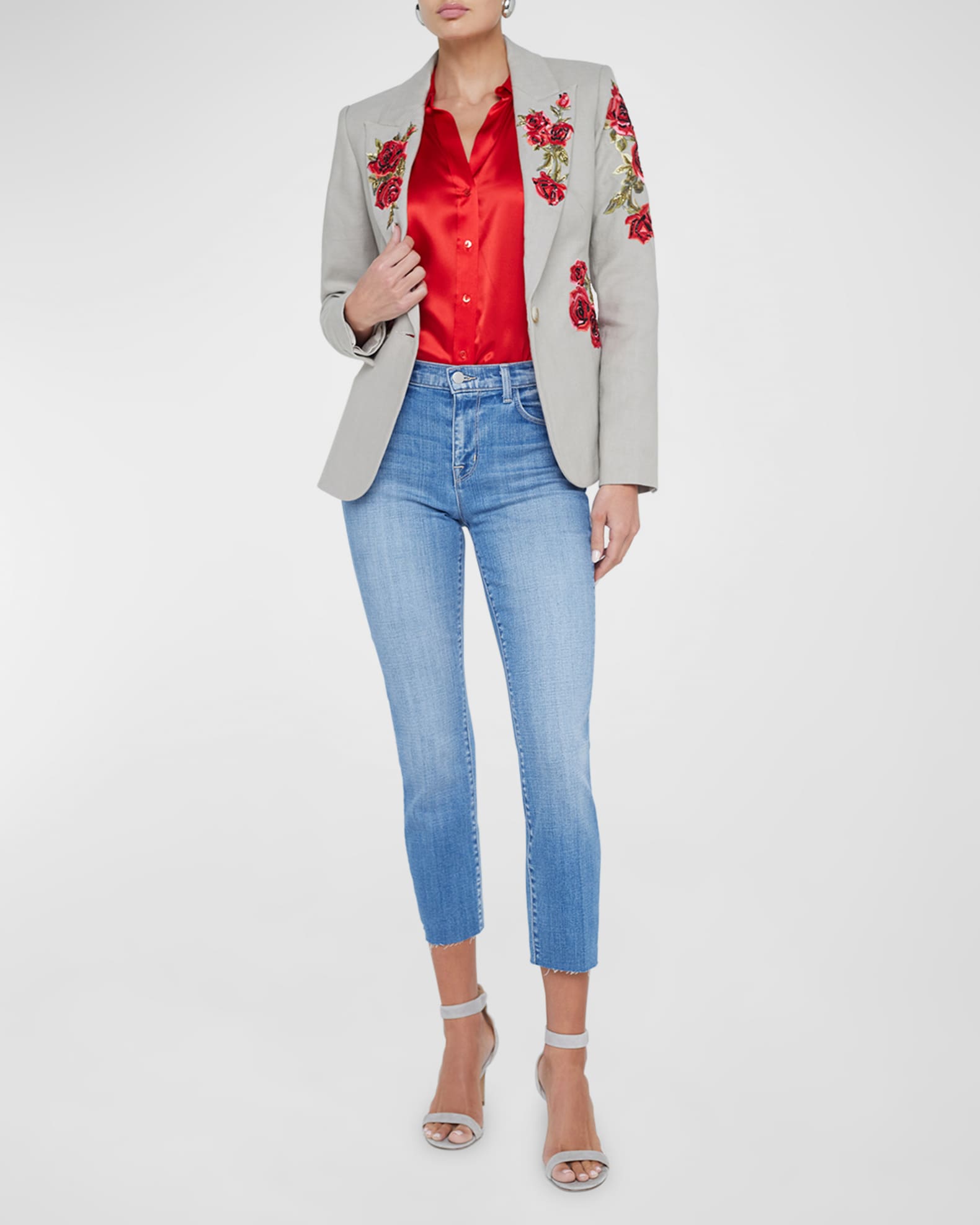 Clementine Pinstripe Blazer – Heather Gray, Tailored Fit main image 1
