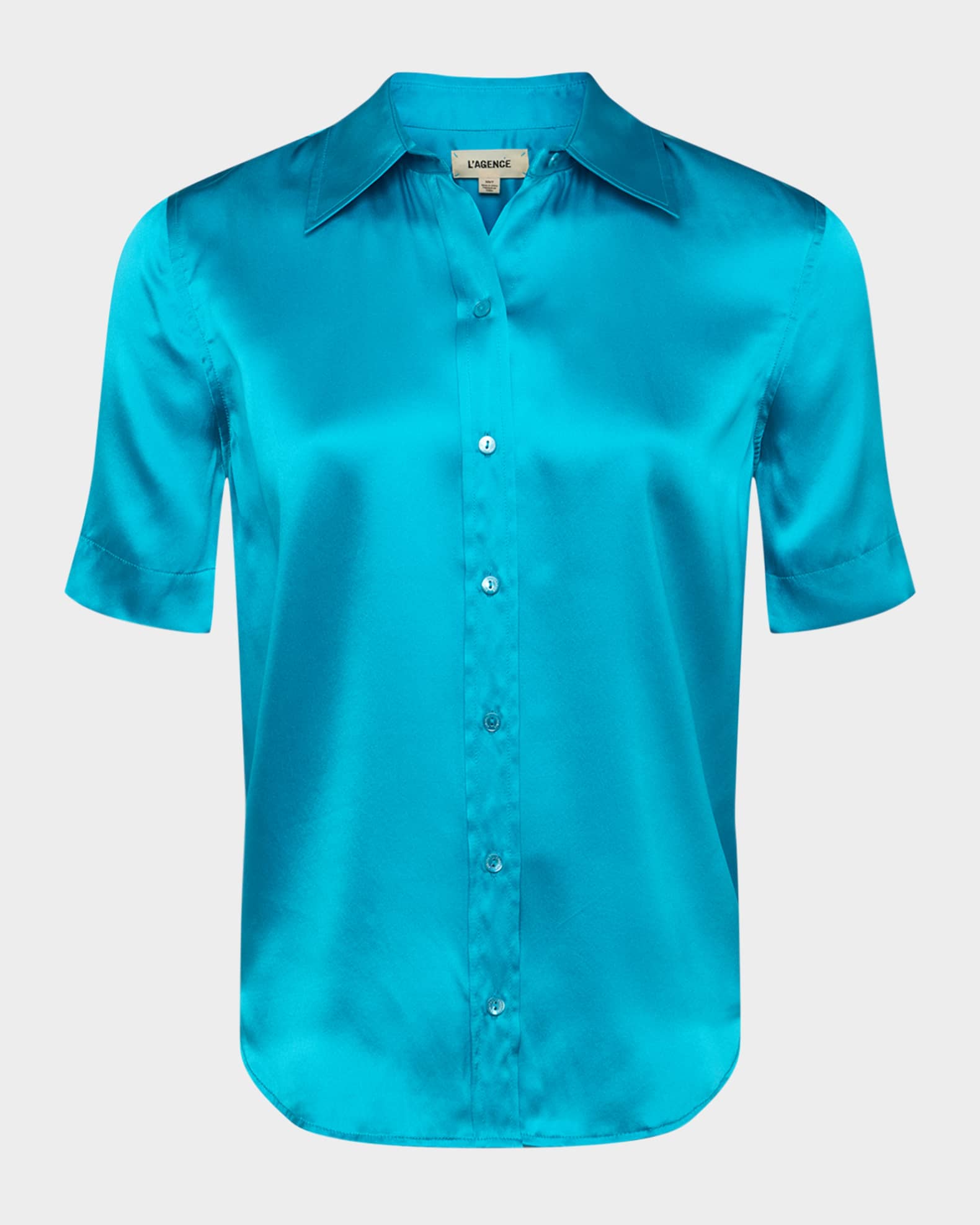 Ellah Short-Sleeve Silk Blouse  0