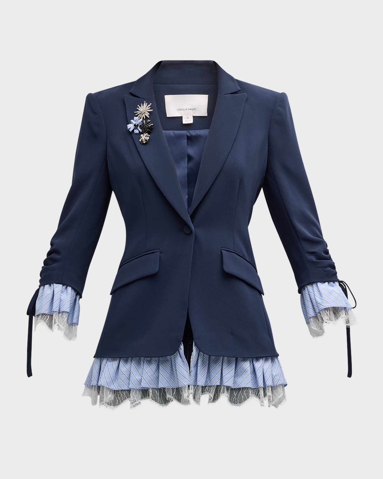 Cinq a Sept Roxie Striped Combo Crepe Blazer