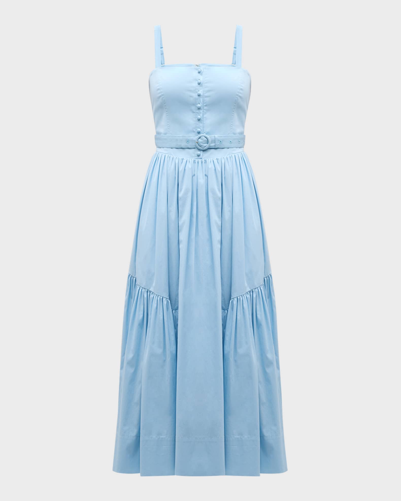 Cinq a Sept Amber Belted Poplin Midi Pinafore Dress