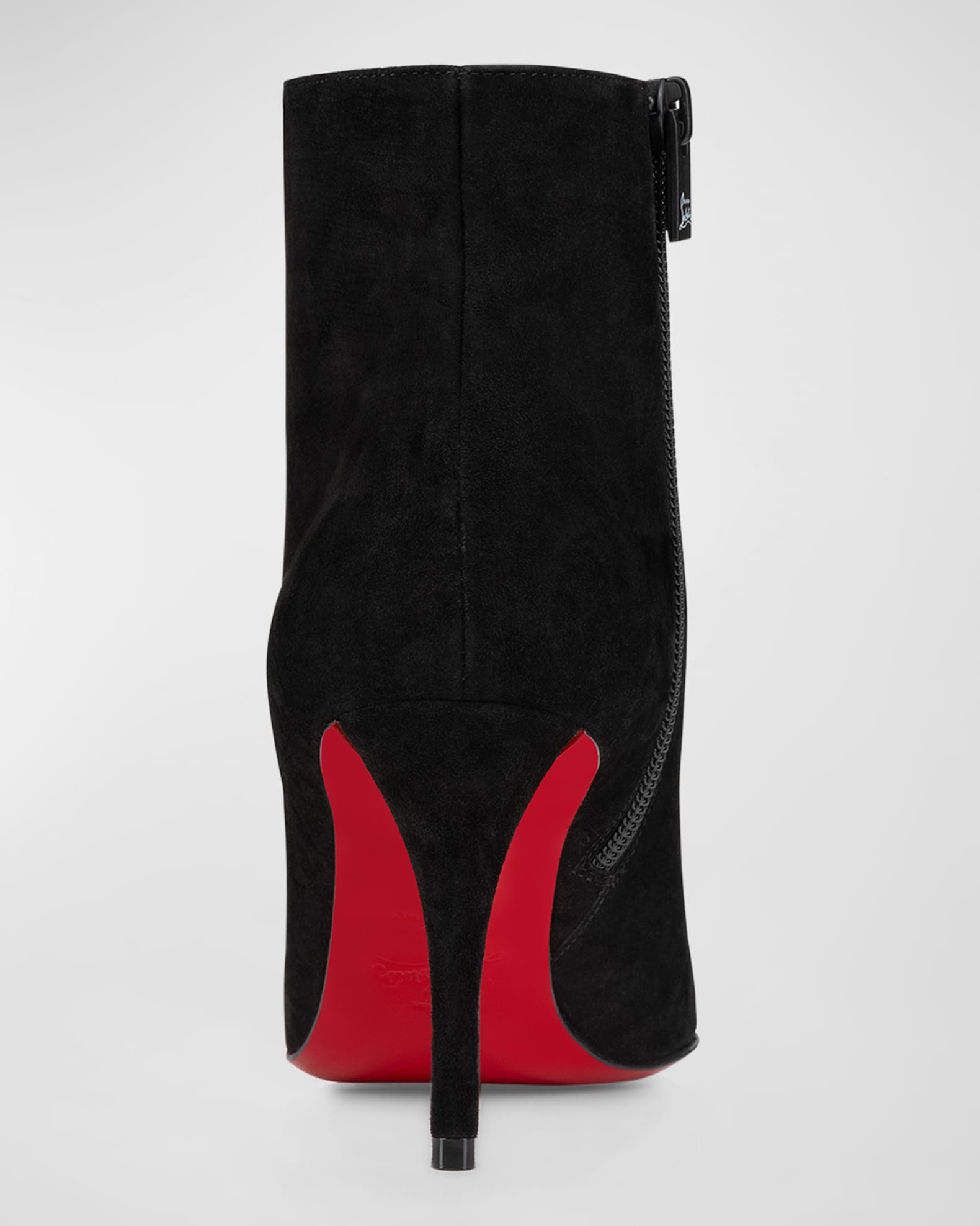 Christian Louboutin So Apostropha Suede Red Sole Stiletto Booties Black