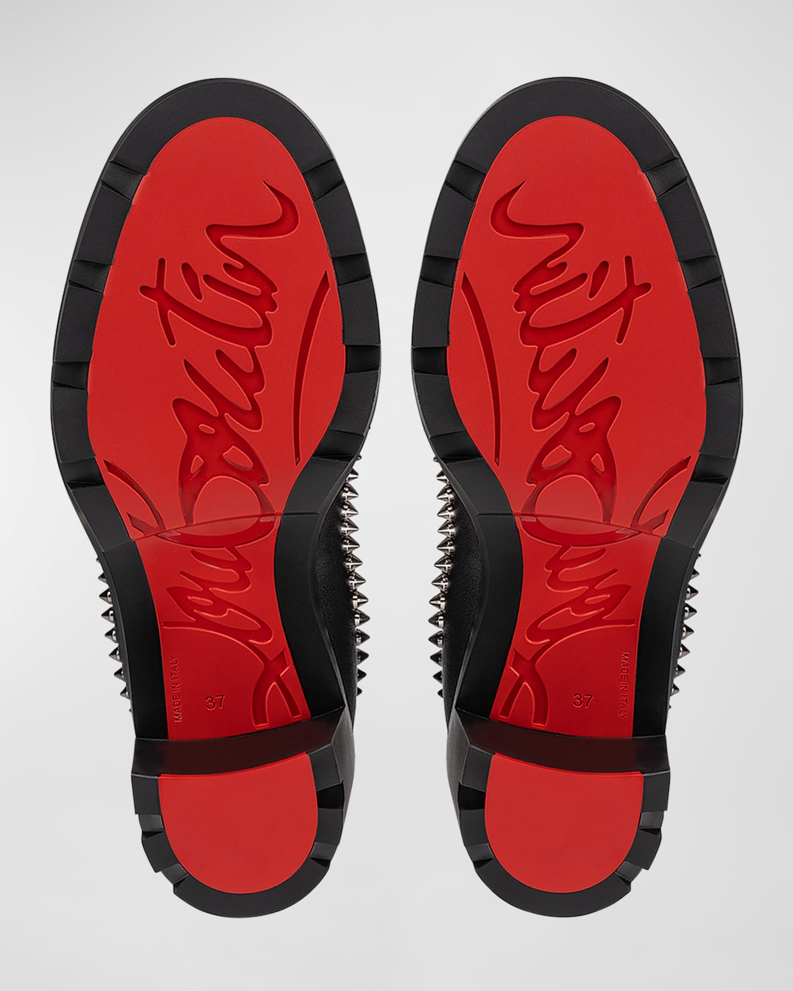 Christian Louboutin Spikes Leather Red Sole Chelsea Booties Neiman Marcus