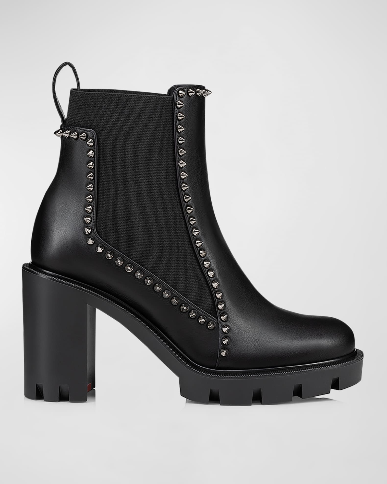 Spikes Leather Red Sole Chelsea Booties