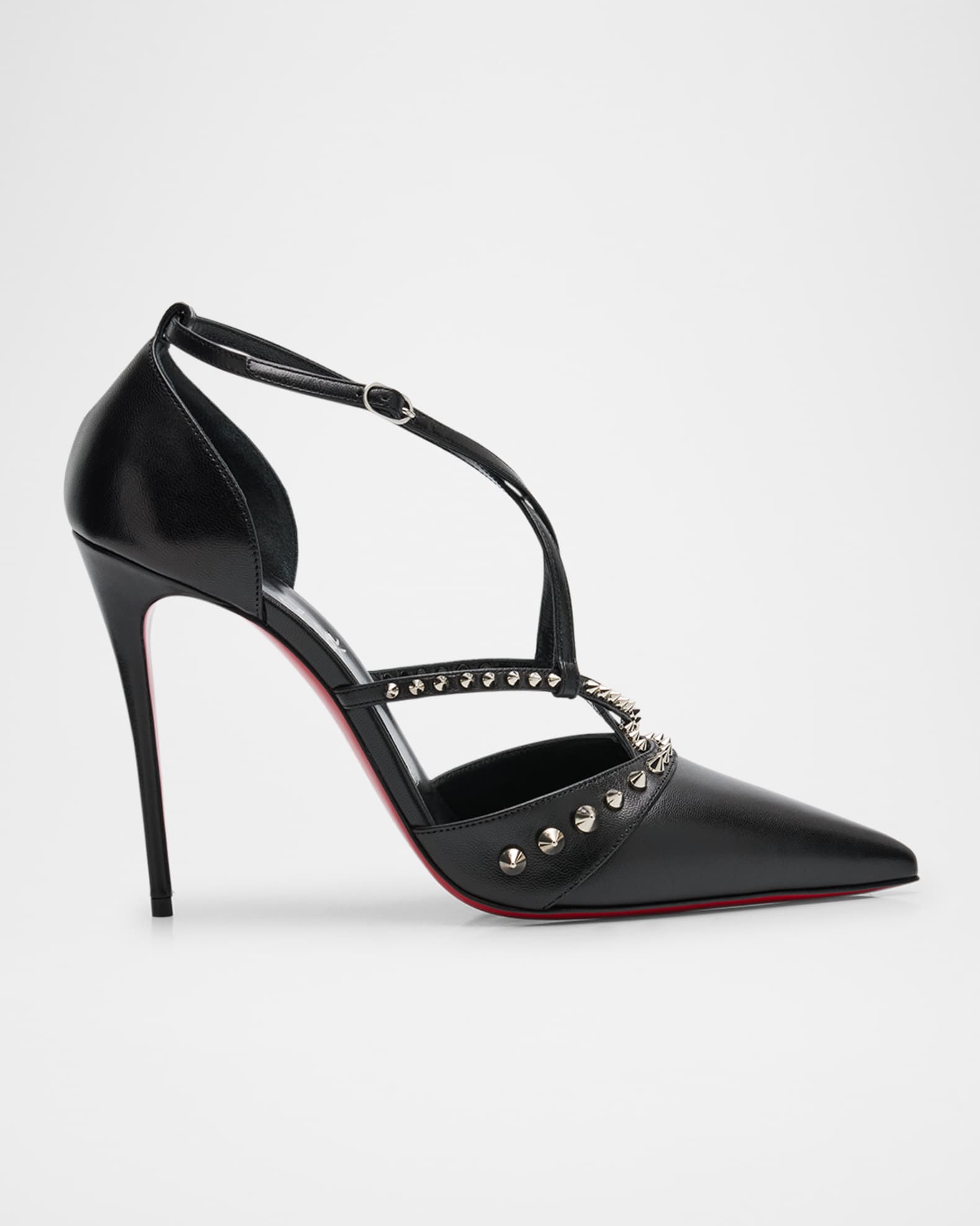 Christian Louboutin Tatooshka Spikes Red Sole Ankle Strap Pumps Neiman Marcus