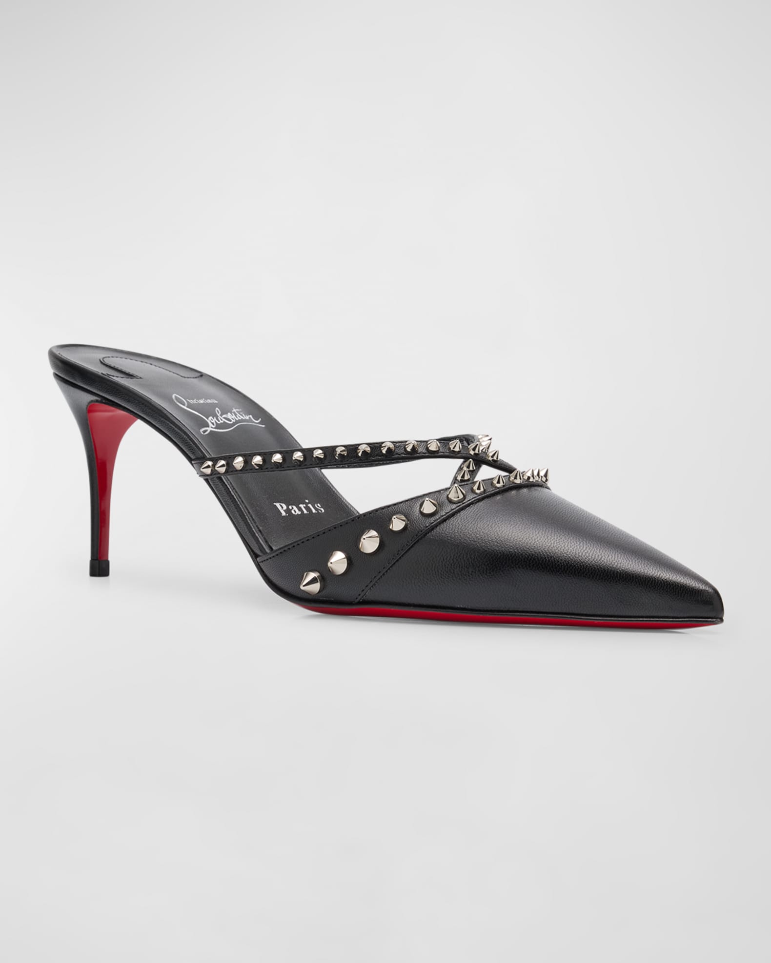 Christian Louboutin Tatooshka Spikes Red Sole Mule Pumps Neiman Marcus