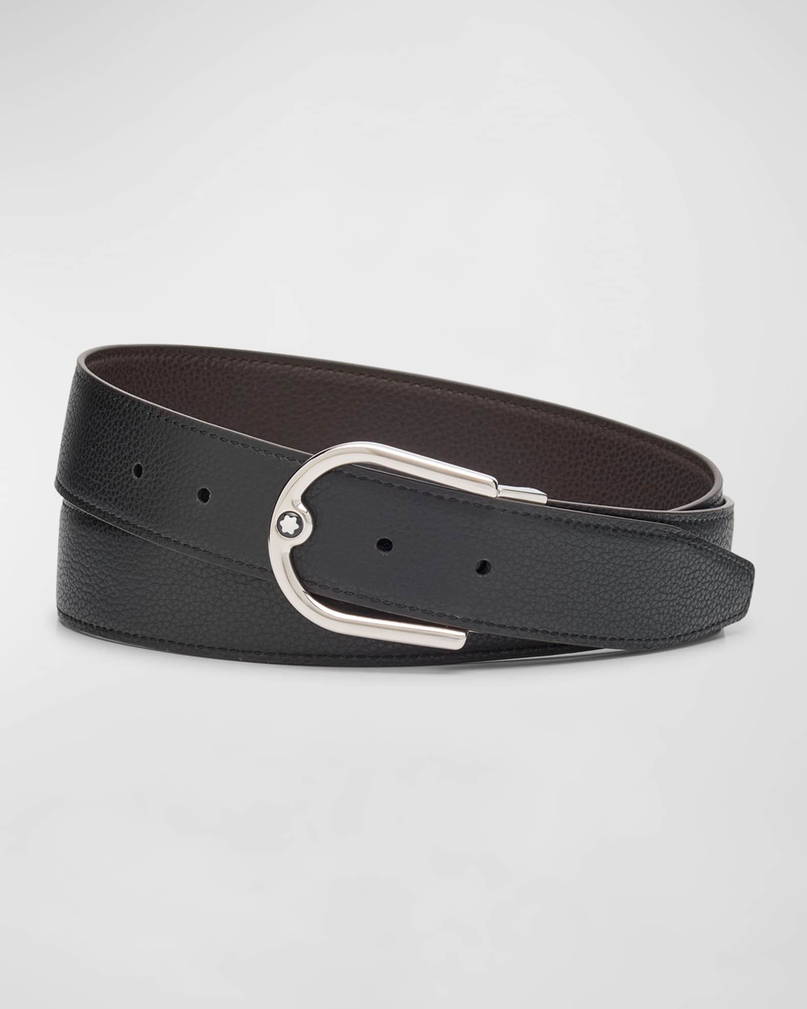Montblanc logo-buckle leather belt - Blue