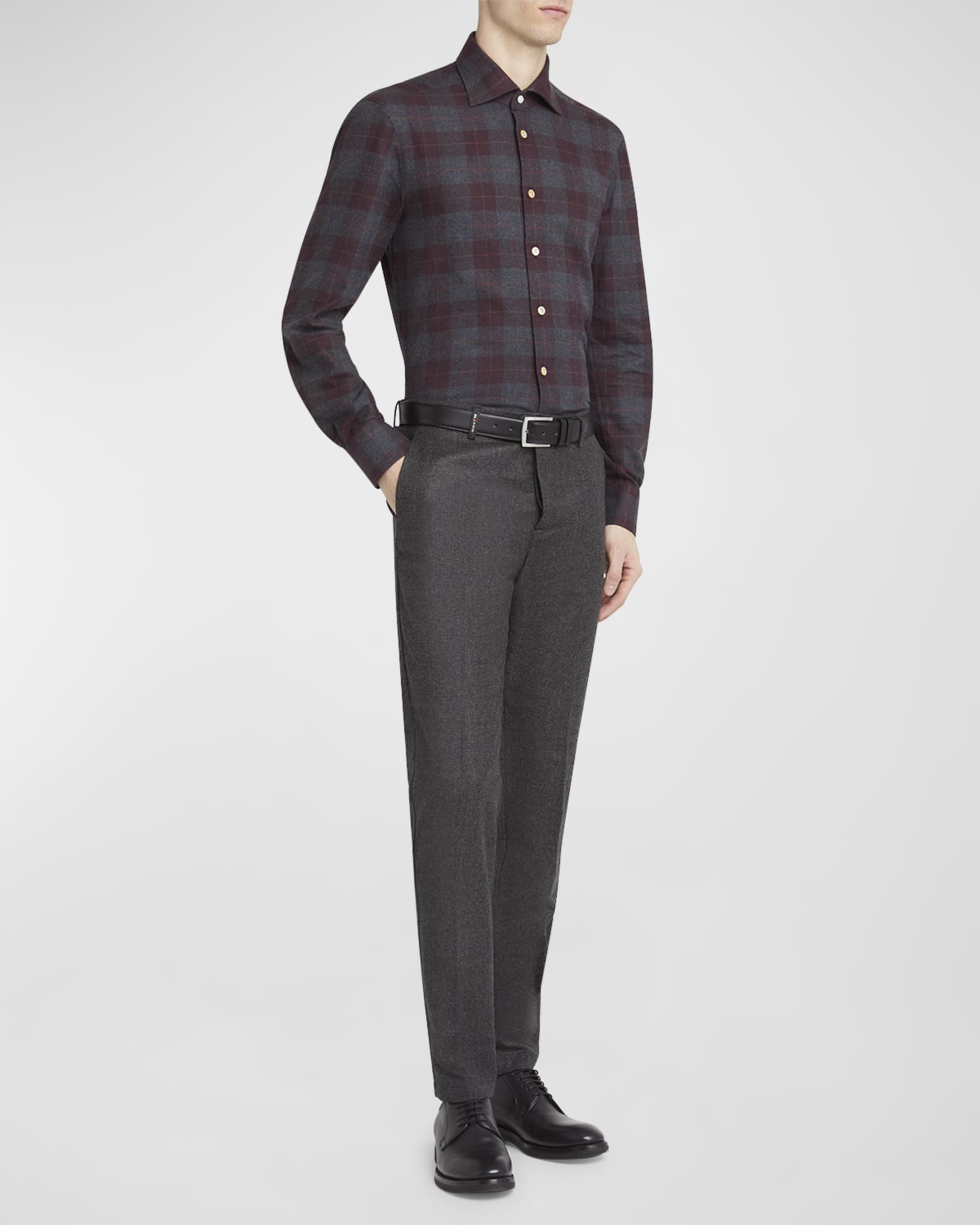Men's Mini Houndstooth Wool-Cashmere Pants 1