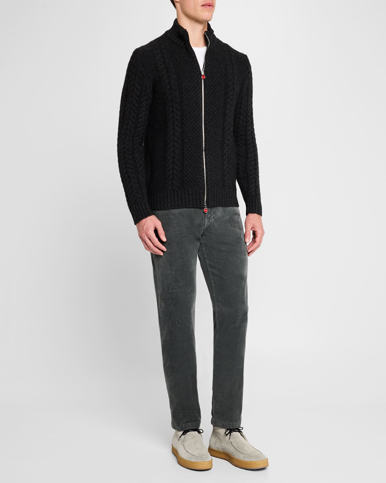 Men's Cashmere Cable Knit Full-Zip Sweater 1