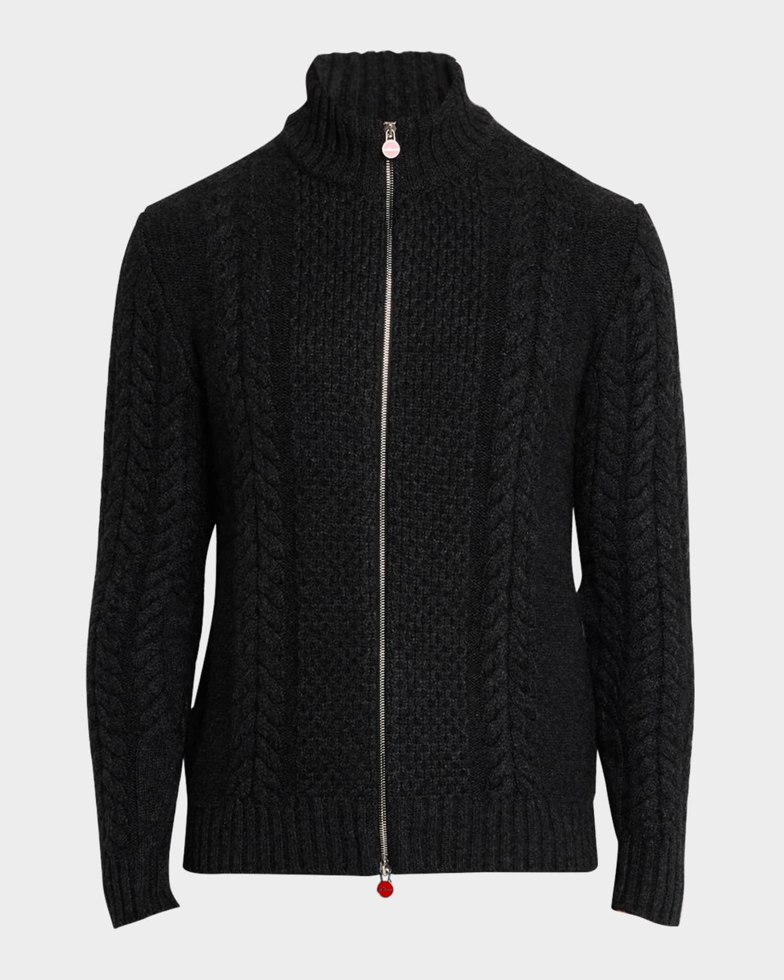 Men s Cashmere Cable Knit Full Zip Sweater