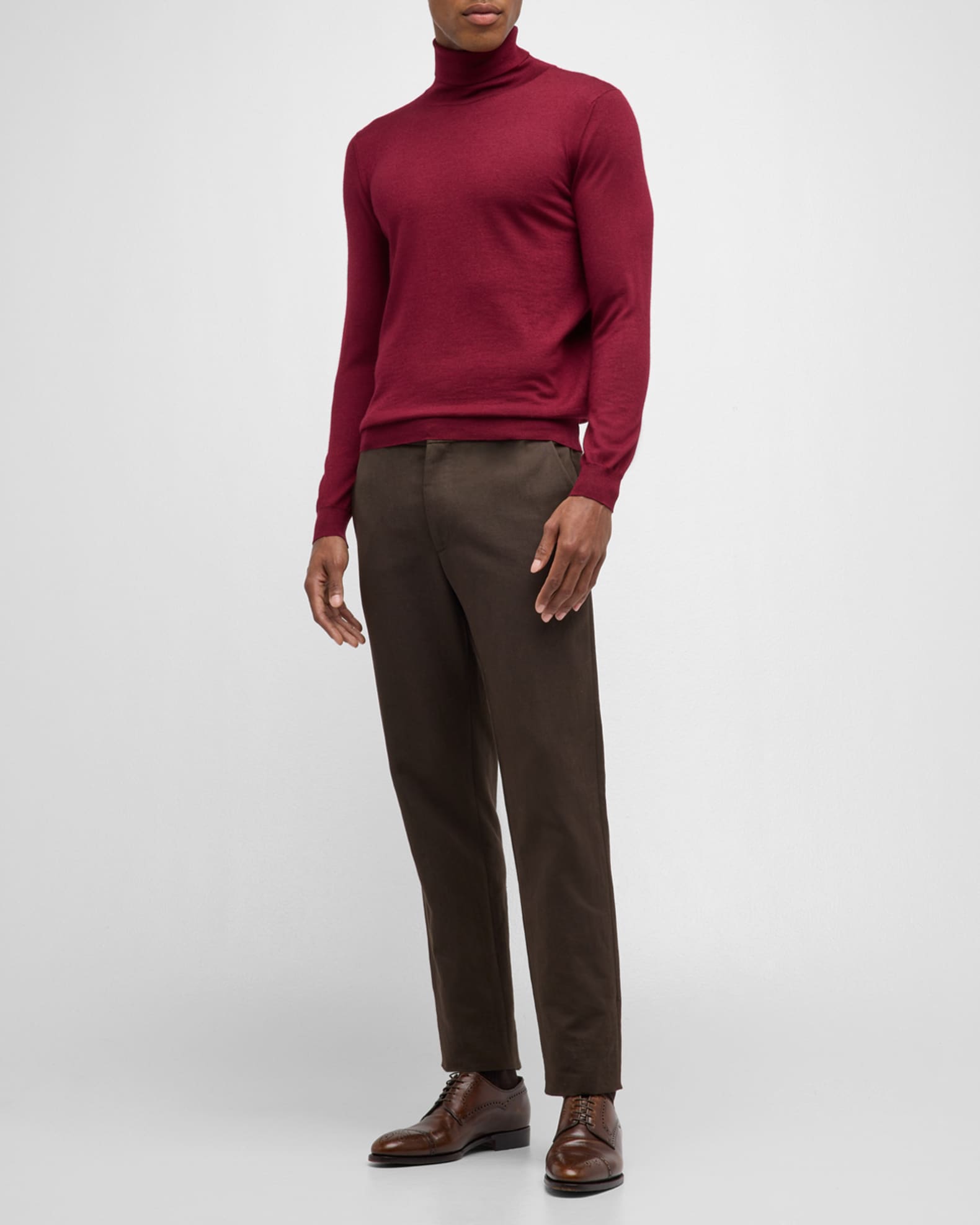 Kiton Men s Wool Turtleneck Shirt Dk Red