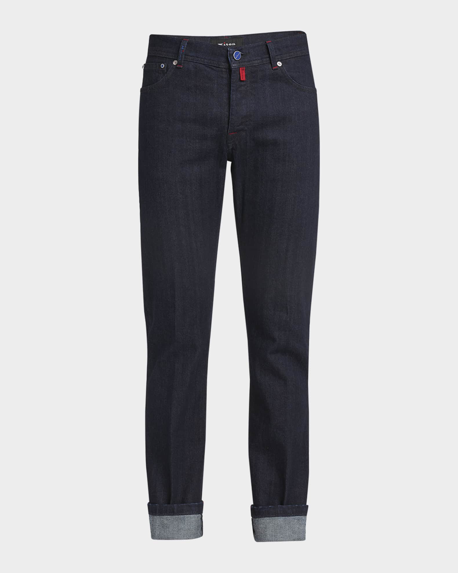 Kiton Straight Leg Dark Wash Denim Jeans Blu