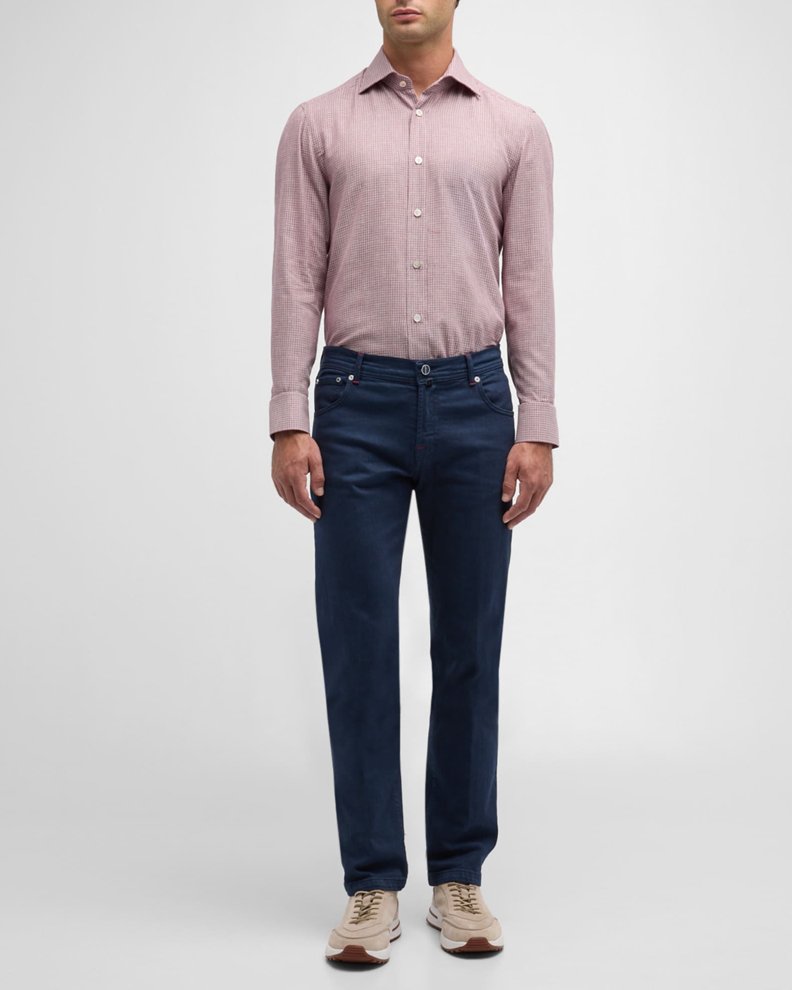 Men's Cotton Micro-Check Sport Shirt - Thumbnail 2