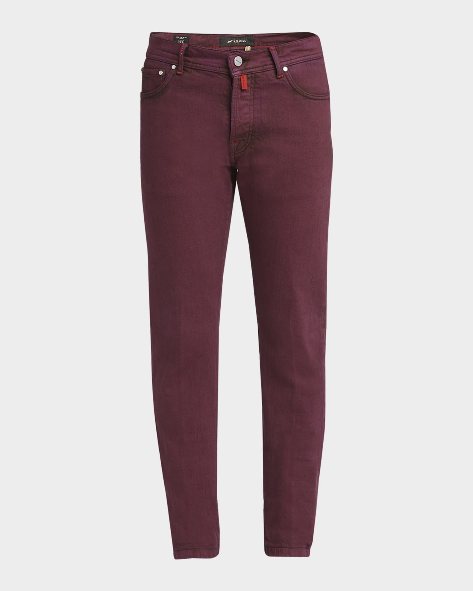 Men s Burgundy Overdyed Straight Leg Jeans