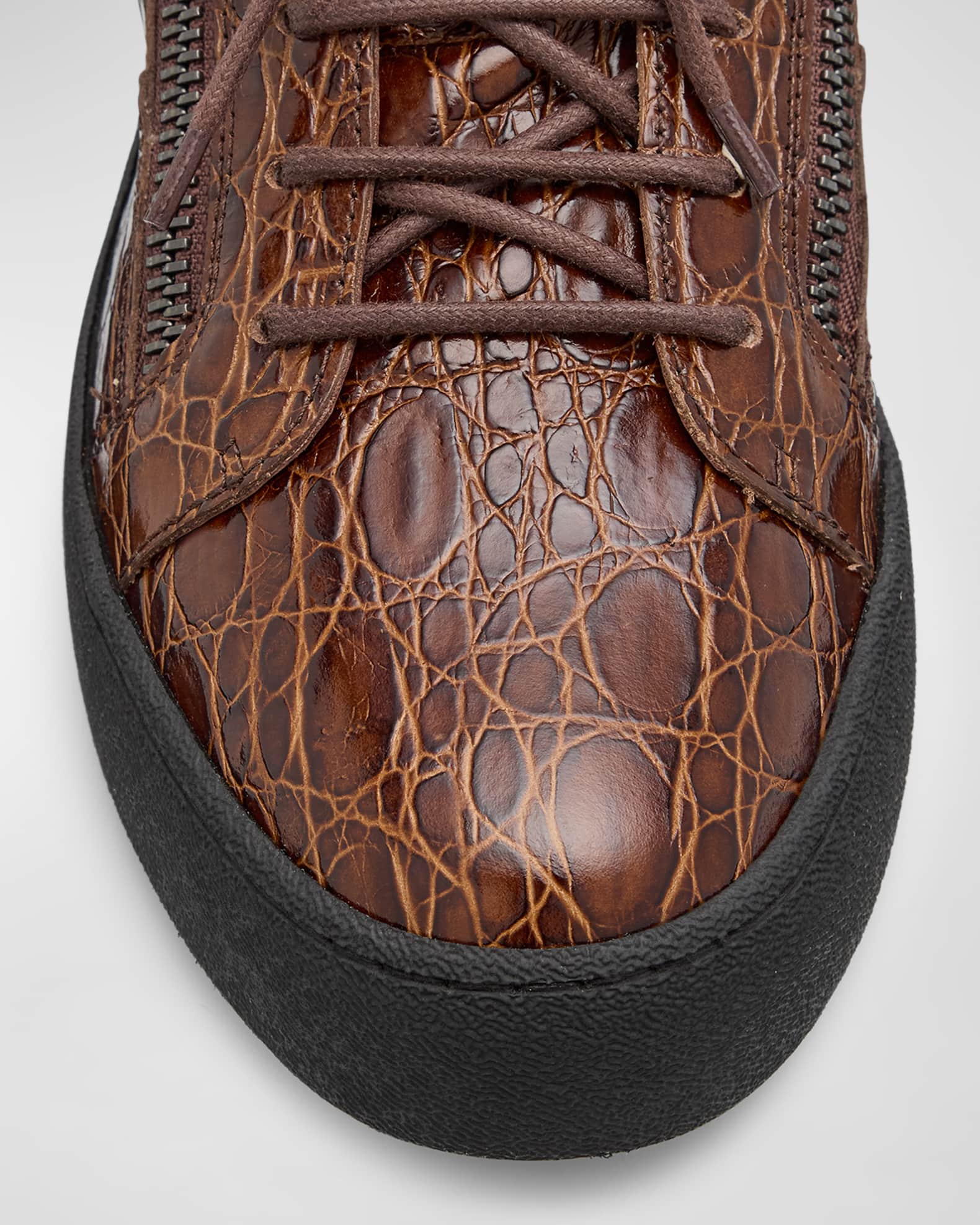 Giuseppe Zanotti Men's Morpheus Croco Dual-Zip Sneakers | Neiman