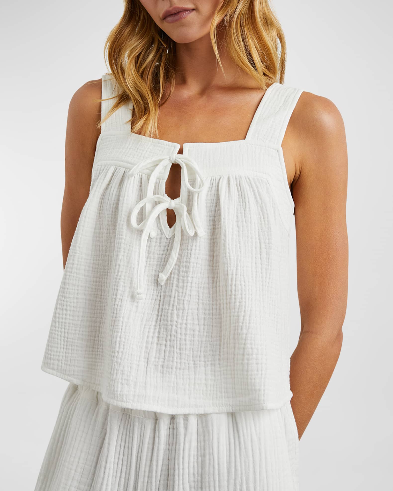 White Gauze Crop Tank