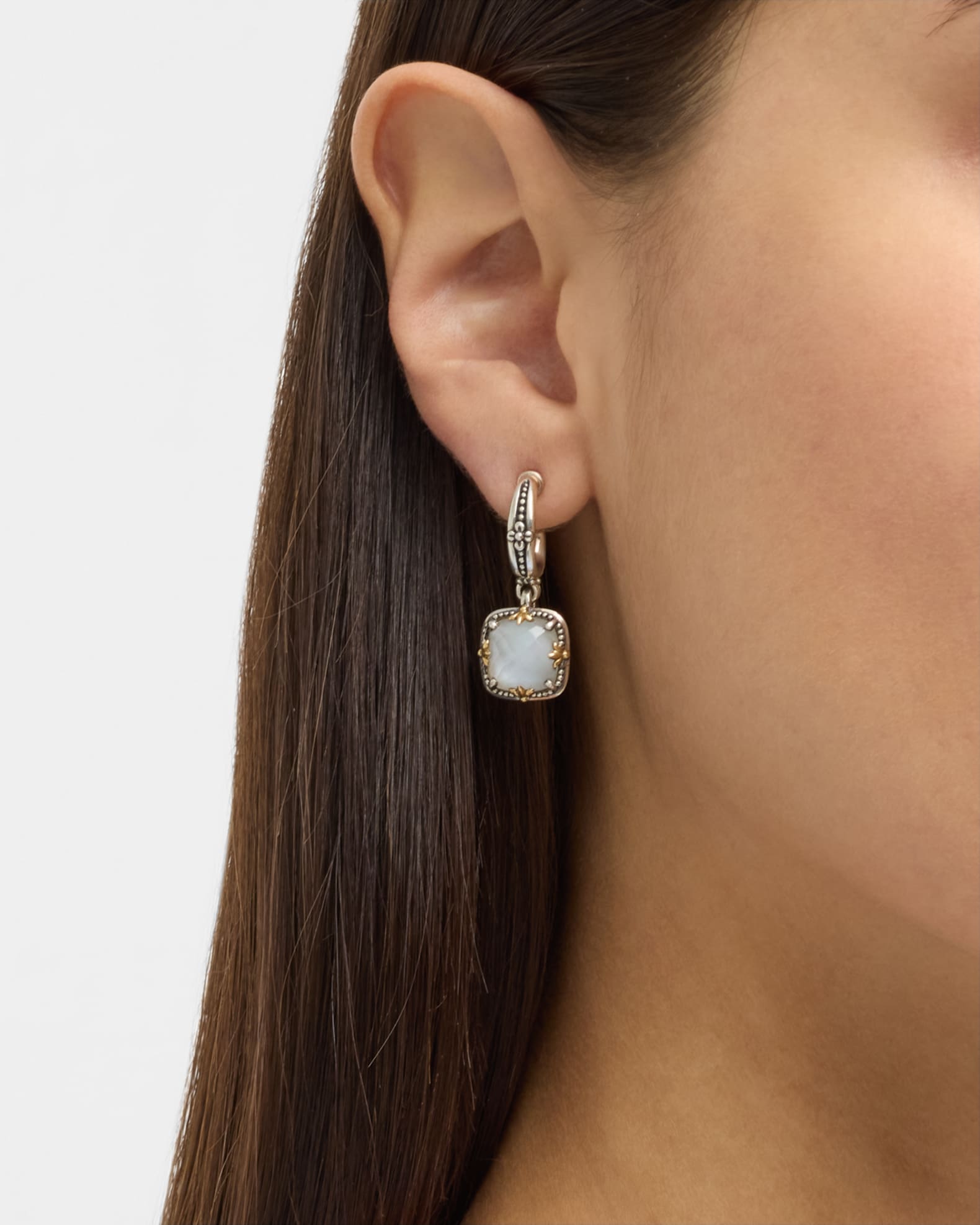 Gen K 2 Sterling Silver and 18K Gold Mother-of-Pearl/Rock Crystal Earrings 1