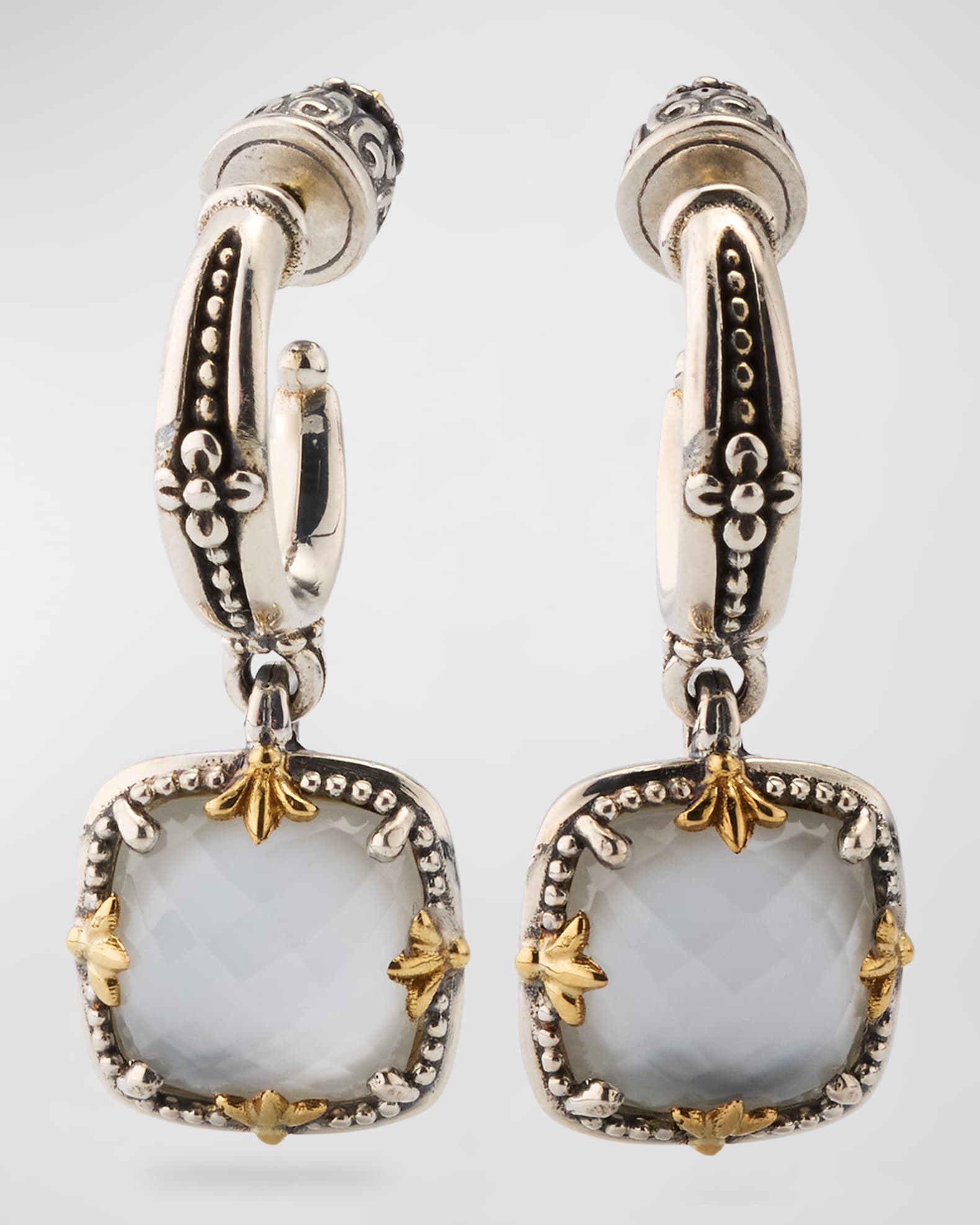 Gen K 2 Sterling Silver and 18K Gold Mother-of-Pearl/Rock Crystal Earrings 0