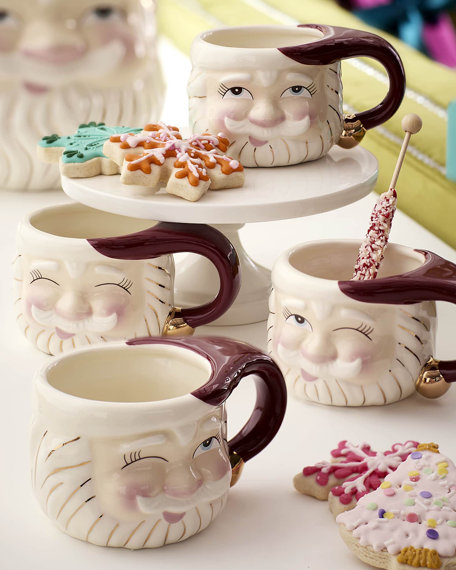 Glitterville Red Papa Noel Christmas Mugs, Set of 4 Neiman Marcus