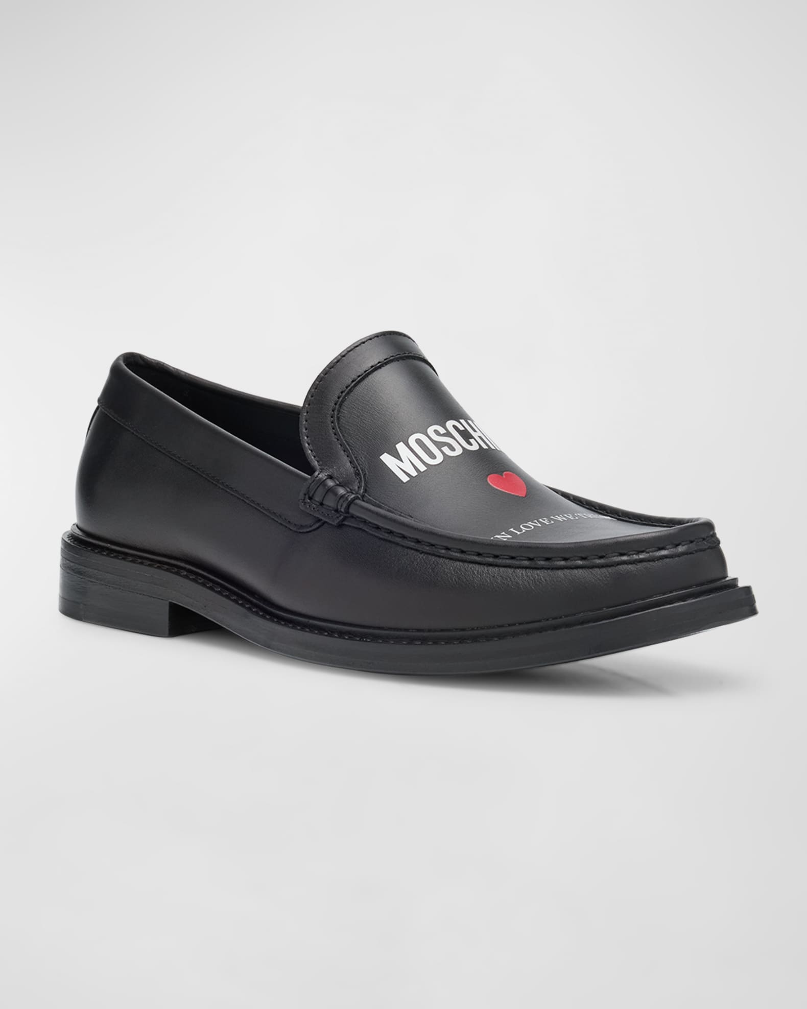 Moschino Men's In Love We Trust Calfskin Loafers Neiman Marcus