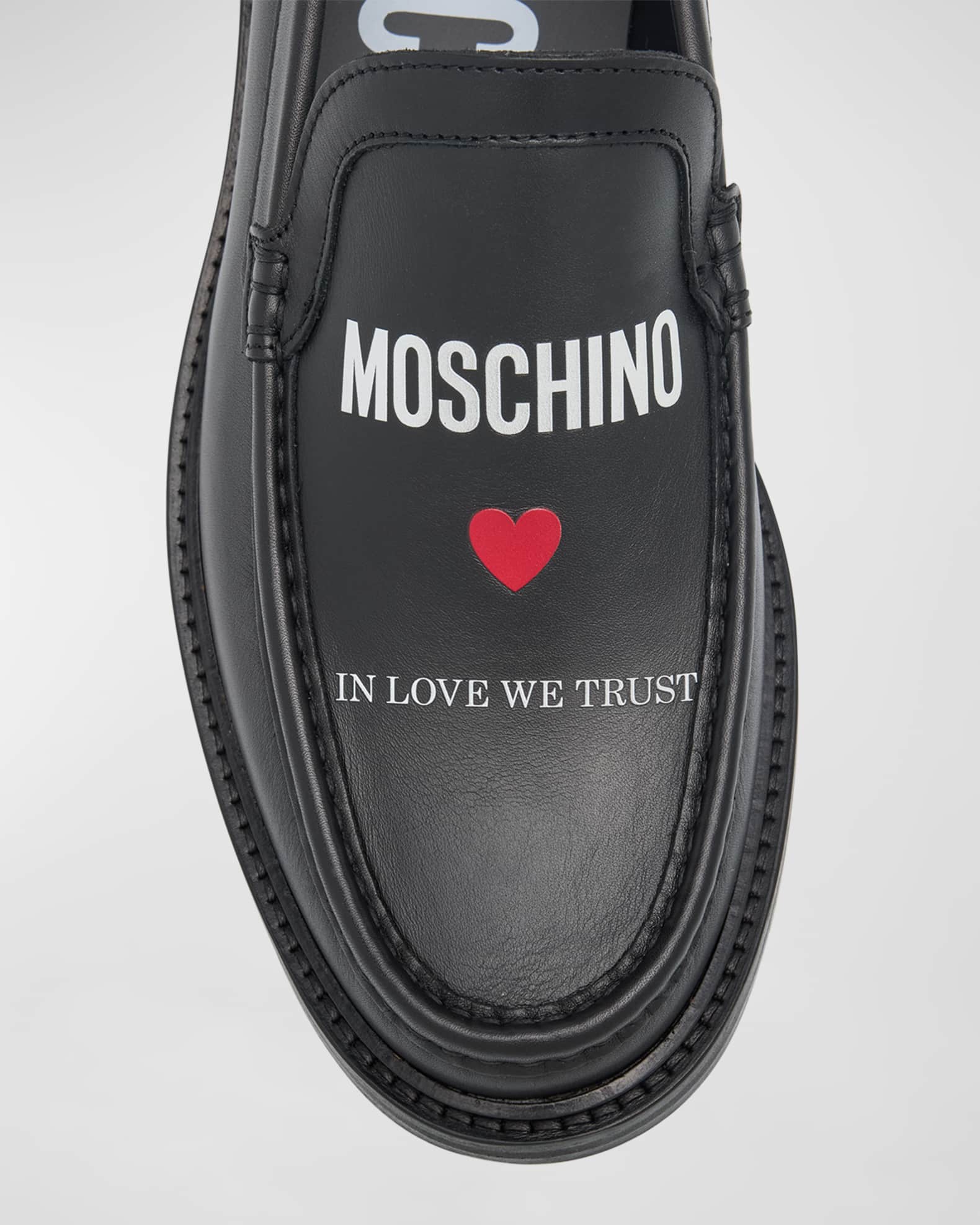Moschino Men's In Love We Trust Calfskin Loafers Neiman Marcus