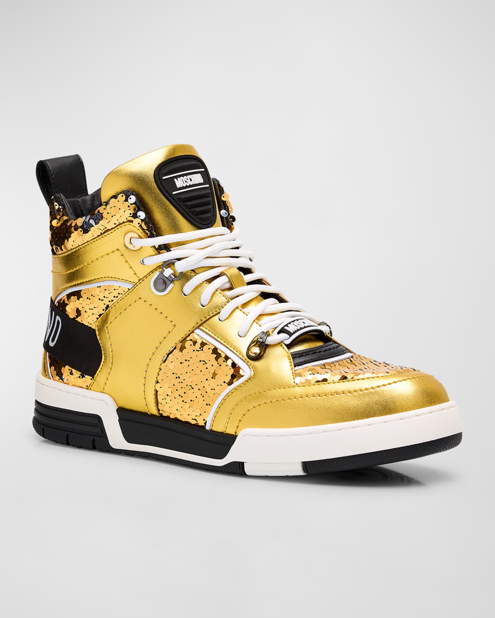 Men s Metallic Leather and Sequin High Top Sneakers