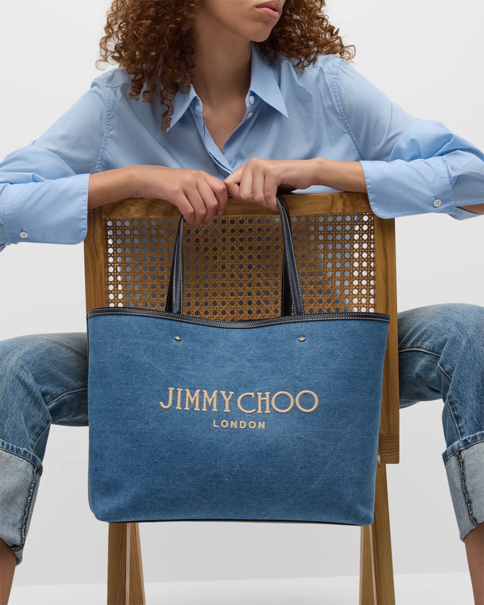 Jimmy Choo Marli Denim Tote Bag Neiman Marcus