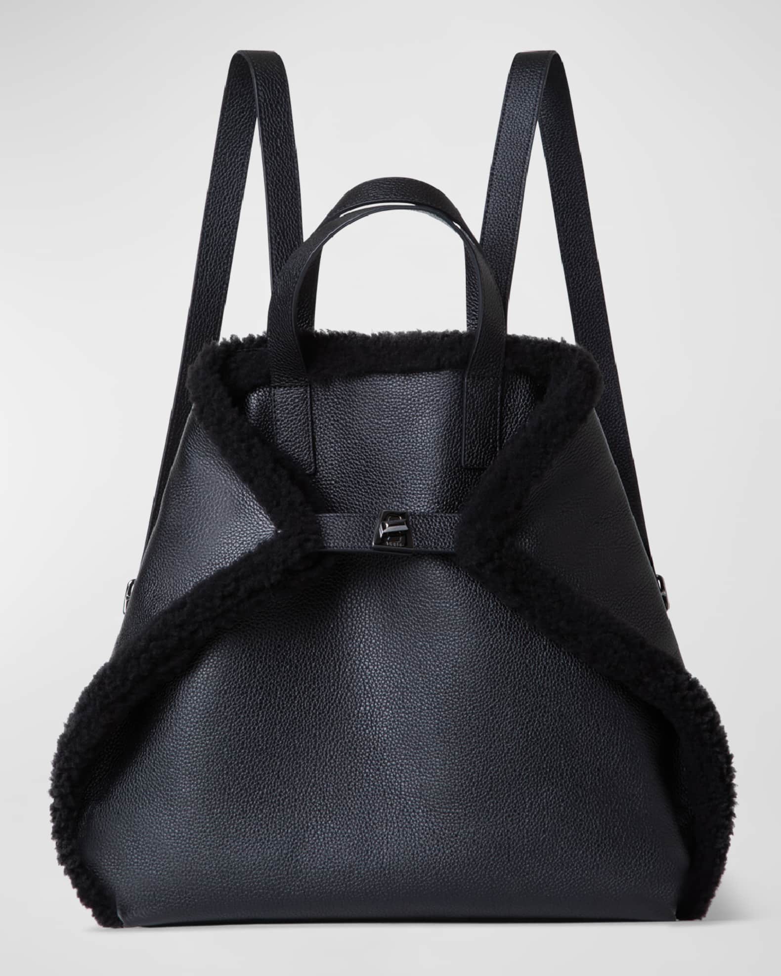 Akris Ai Medium Sheep Shearling Fur & Leather Backpack