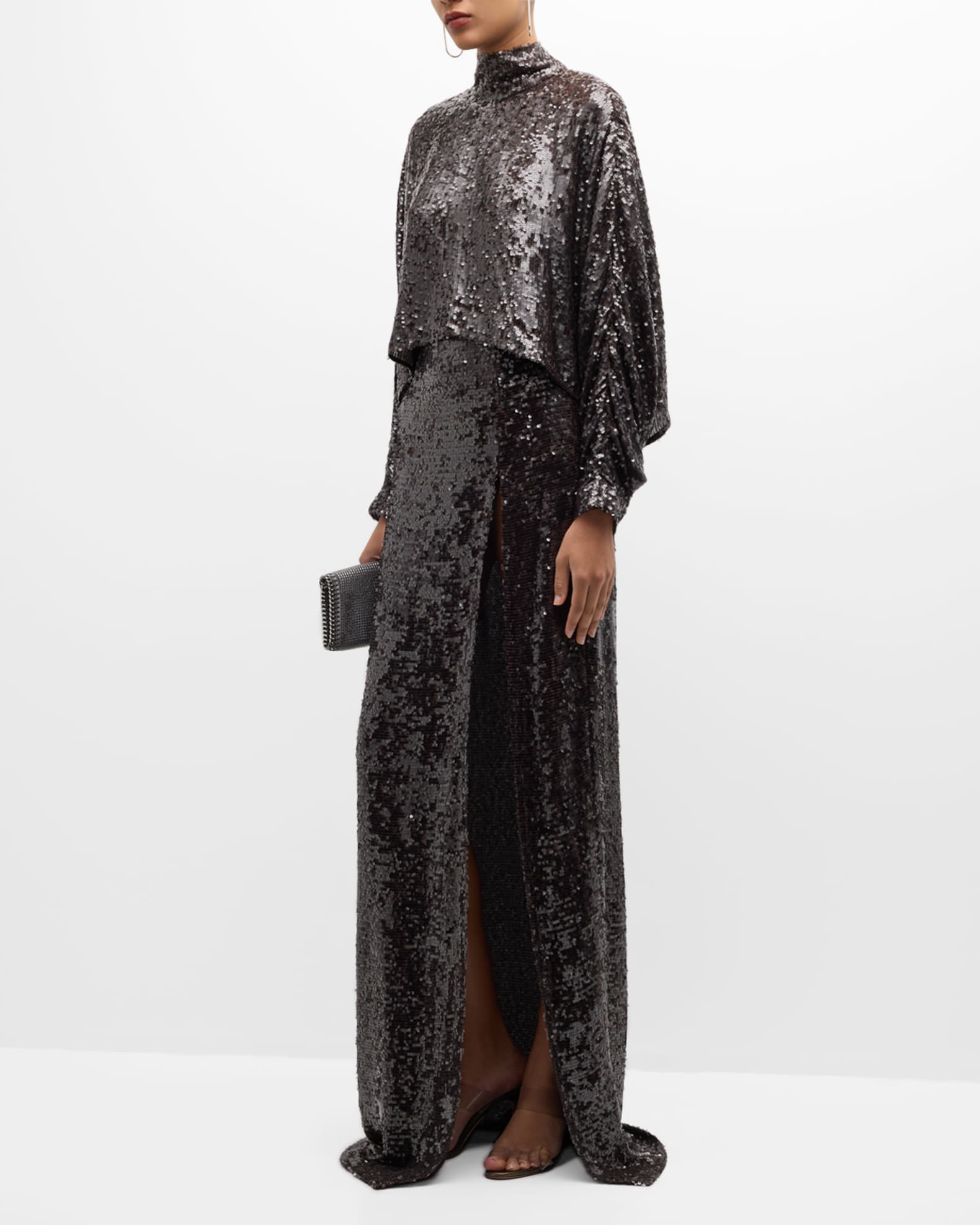 Sequin maxi skirt with thigh high split on sale